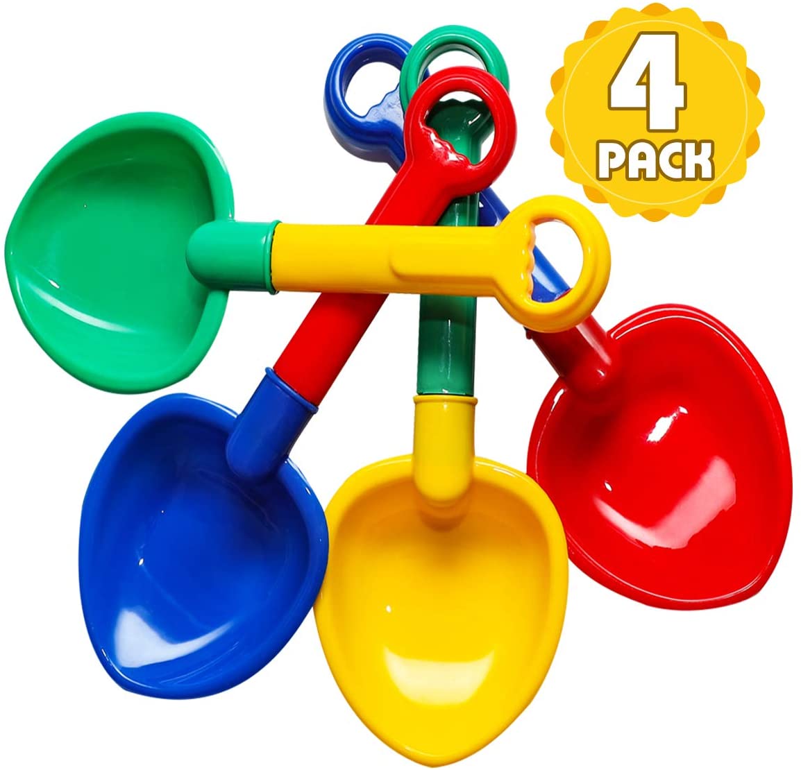 10''Sand Shovels,Multi-Color Sand Scoop Plastic Shovels,Beach Shovels for Boys and Girl- 4 Pack