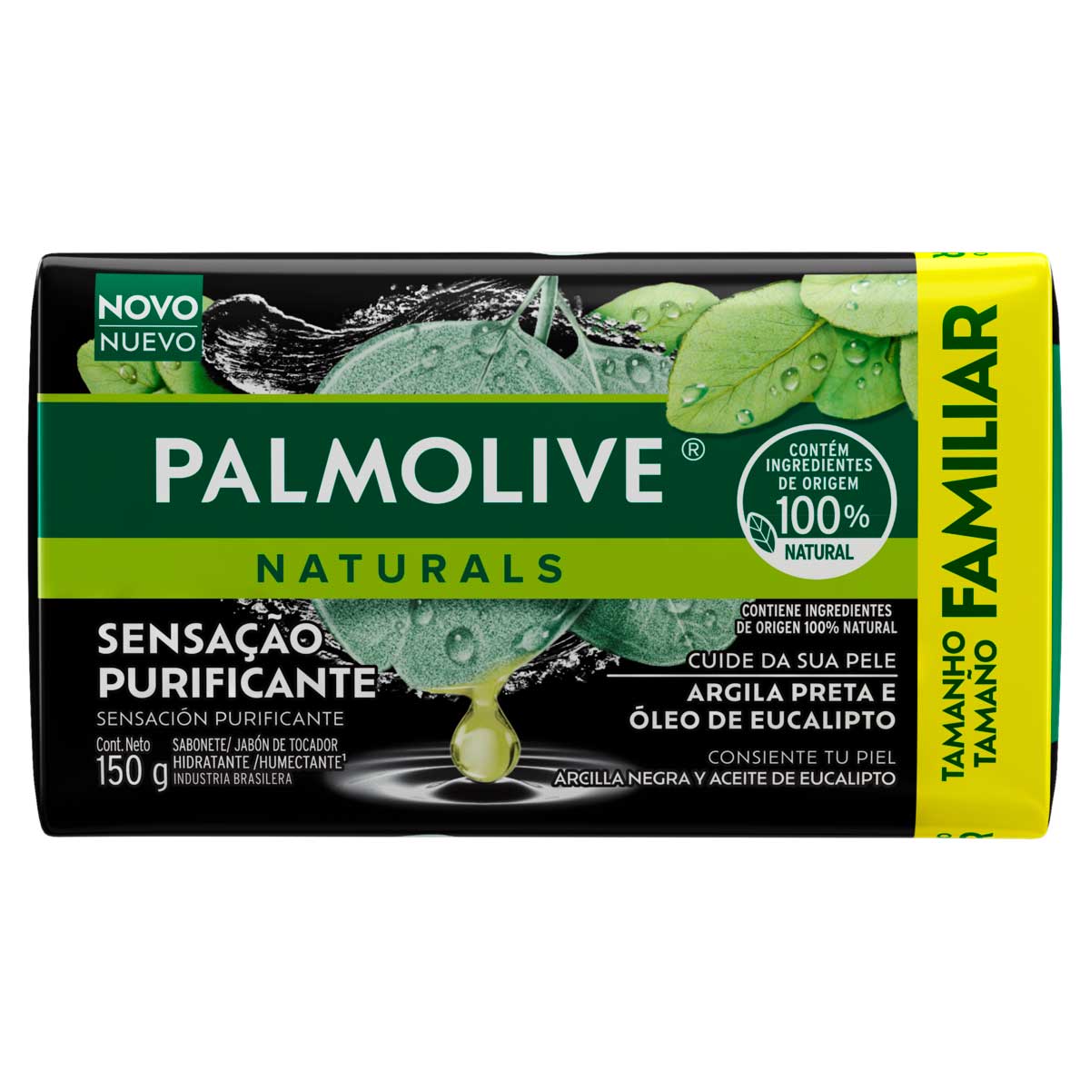 Sabonete em Barra Sensacao Purificante Argila Preta e Oleo de Eucalipto Palmolive Naturals 150g Tamanho Familiar