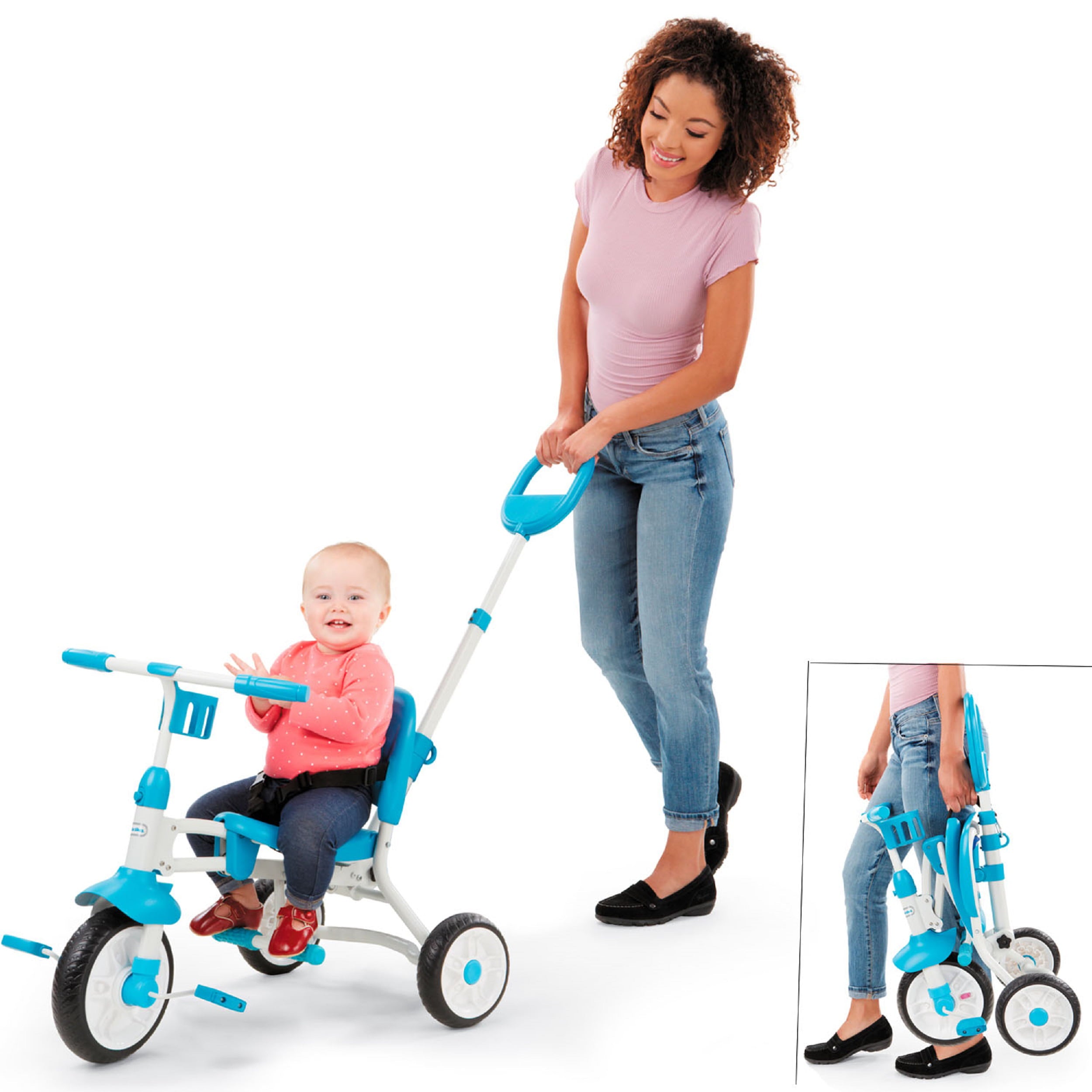 Little Tikes Pack 'n Go Trike in Blue， Convertible Tricycle for Toddlers with 3 Stages of Growth- For Kids Boys Girls Ages 12 Months to 5 Years Old