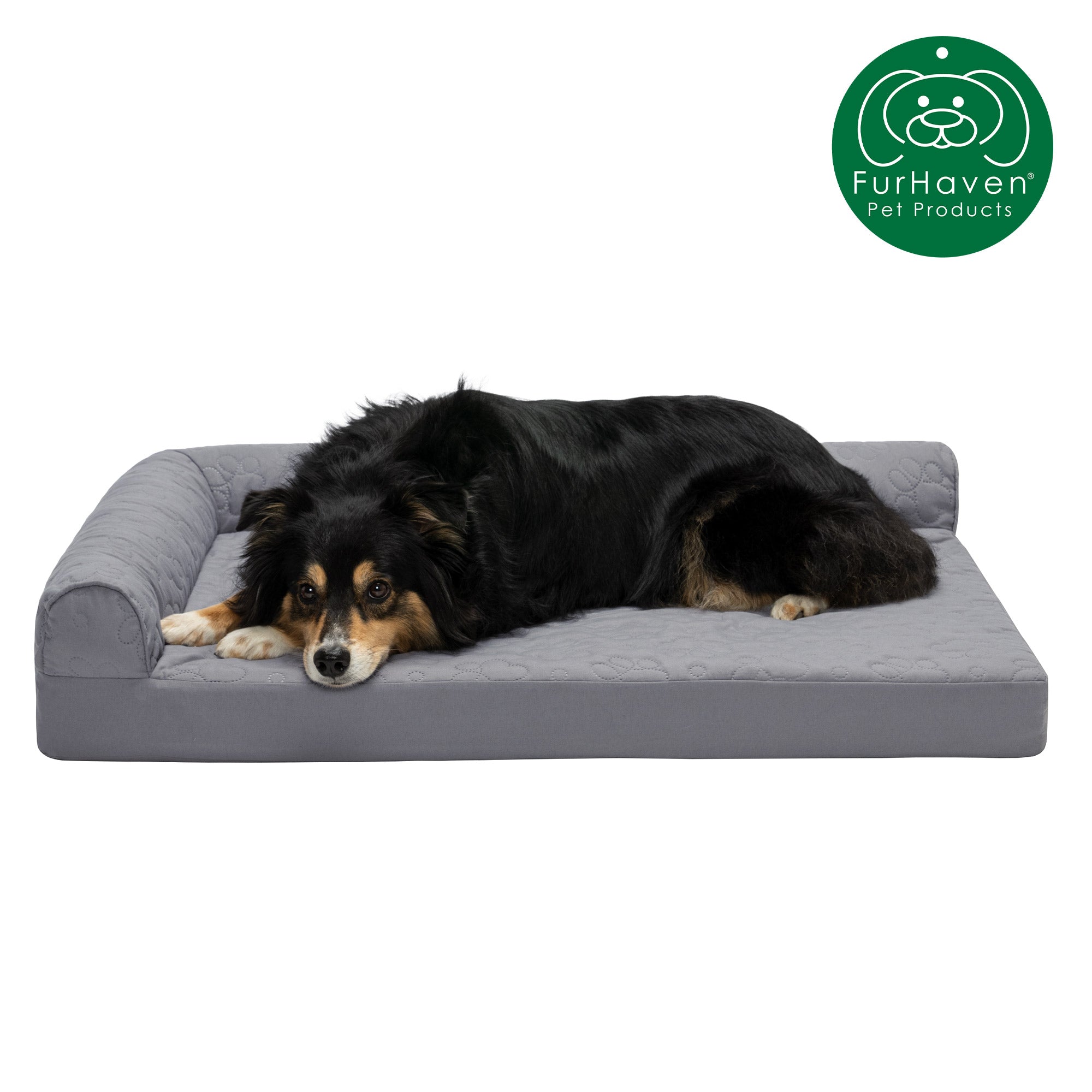 FurHaven Pet Products | Paw-Quilted Cool Gel Top Deluxe L-Chaise - Large， Titanium