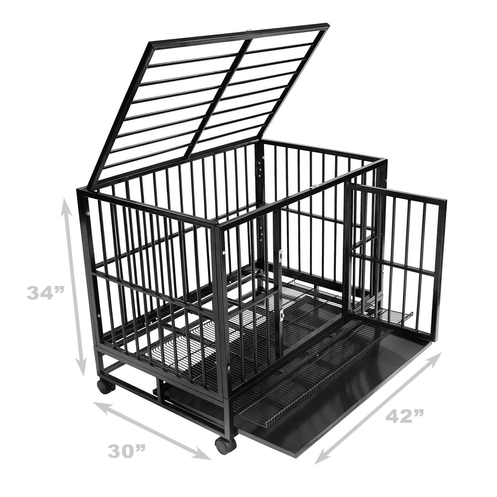 SmithBuilt Heavy Duty Dog Cage， Double Door， Large， 42