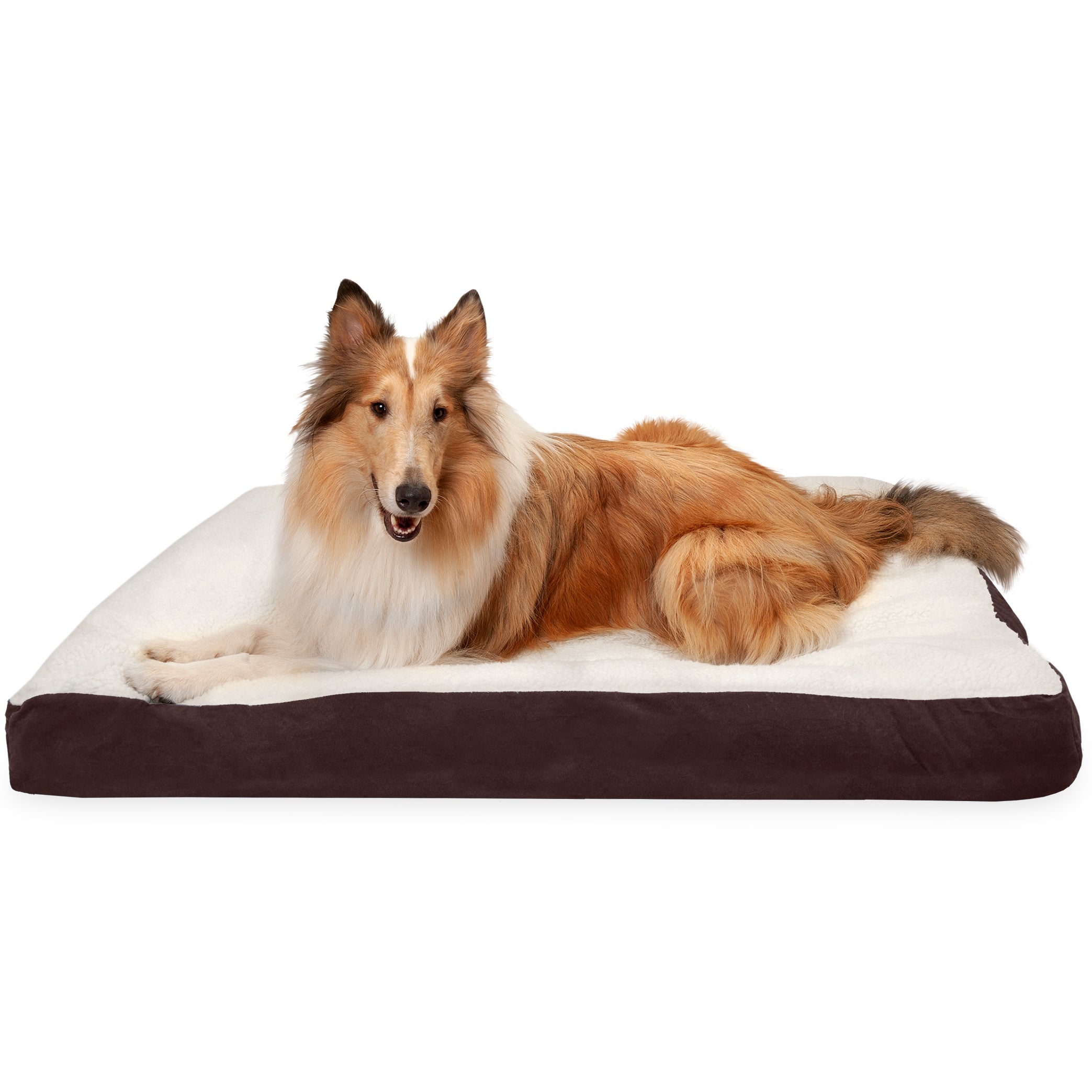 FurHaven Pet Products， Deluxe Sherpa and Suede Pillow Bed for Dogs and Cats， Espresso， Extra Large