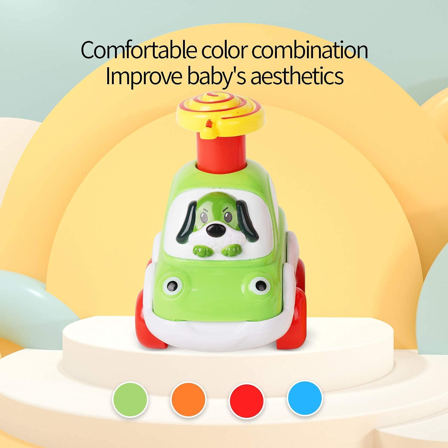 Toddler Animal Car Toys for 1 2 3 Year Old Boys， Press and Go Cartoon Truck Educational Toys for 1 Year Old Boy， Pull Back Cars Toys for Baby Gift Toys 12-24 Months