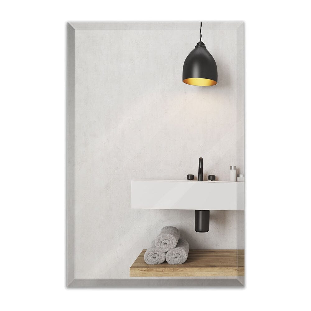 Large Simple Rectangular Streamlined 1 Inch Beveled Wall Mirror (24