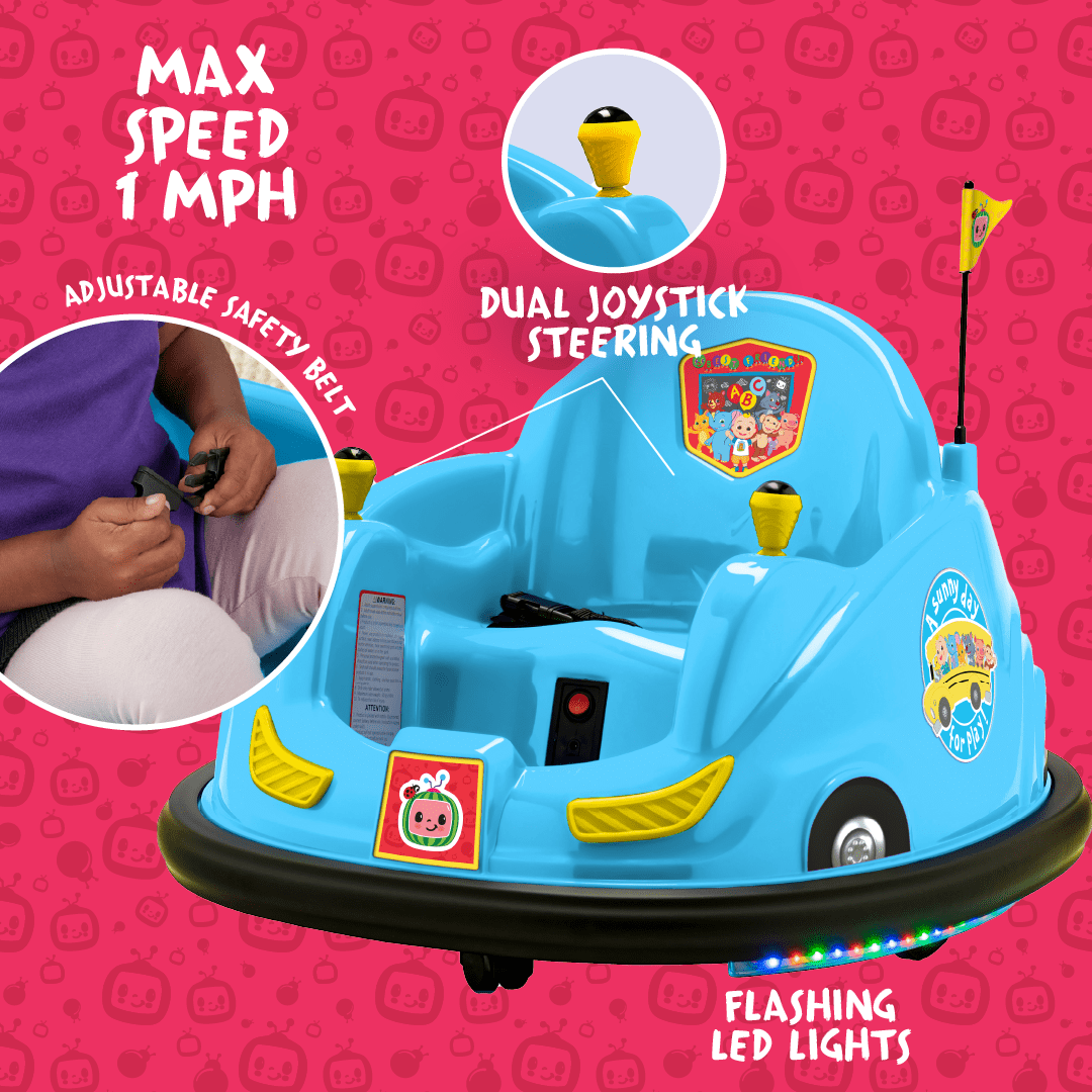 CoComelon 6V Bumper Car， Battery Powered， Electric Ride On by Flybar， Includes Charger