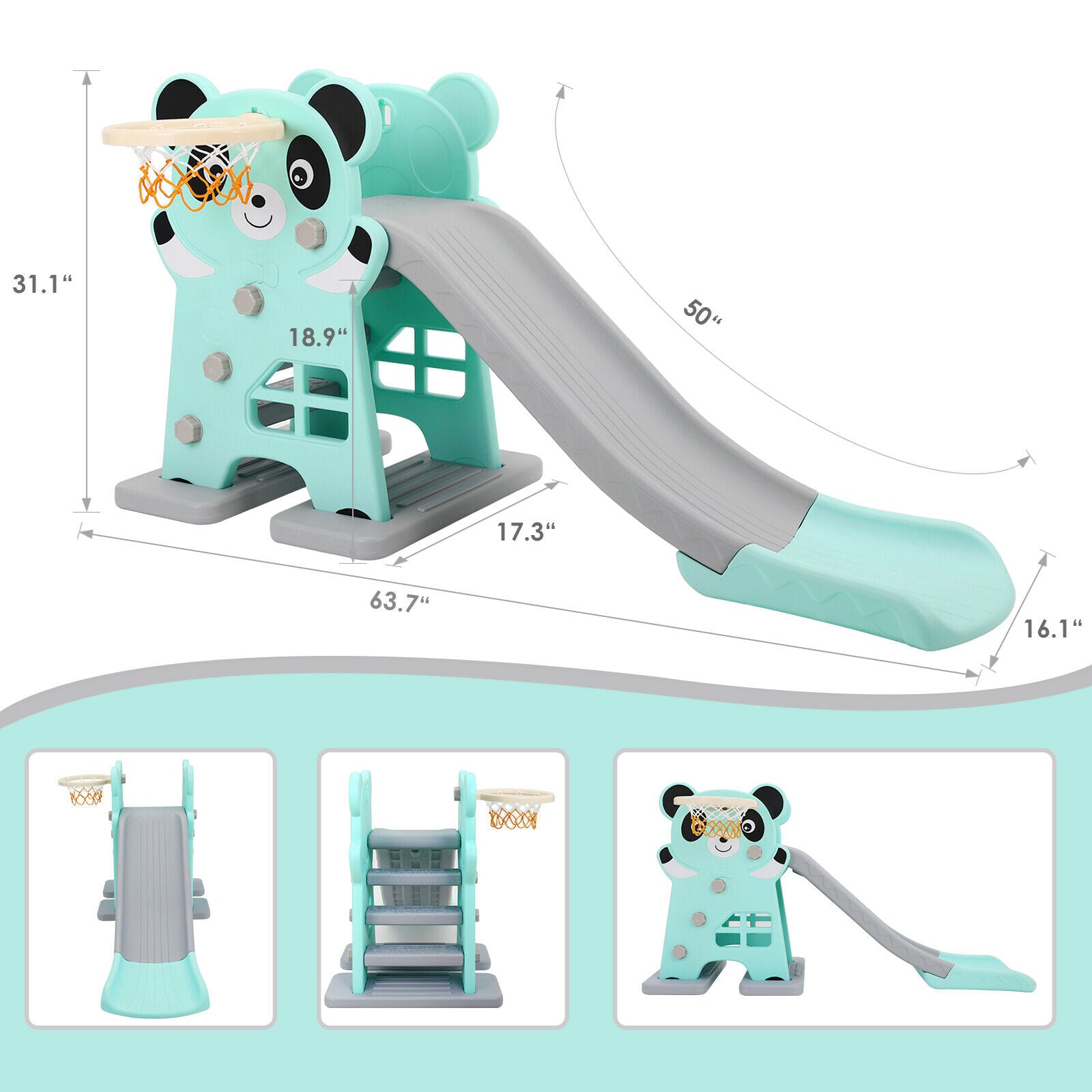 HOMFY Kids Slide， Indoor Outdoor Play Climber Slide Set with Long Slipping Slope for Toddlers