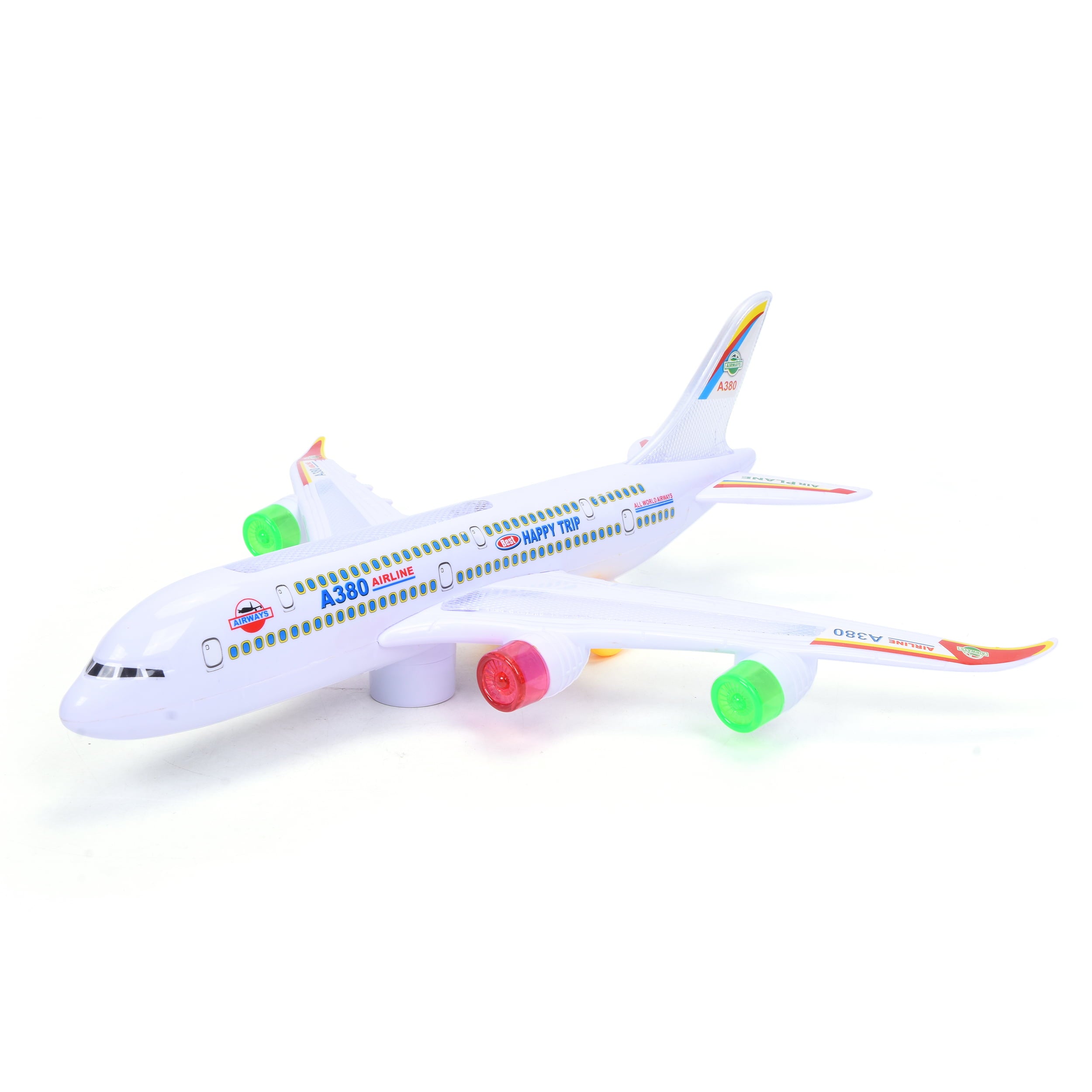 WonderPlay All Aboard! Bump and Go Airplane With Light and Sound - White