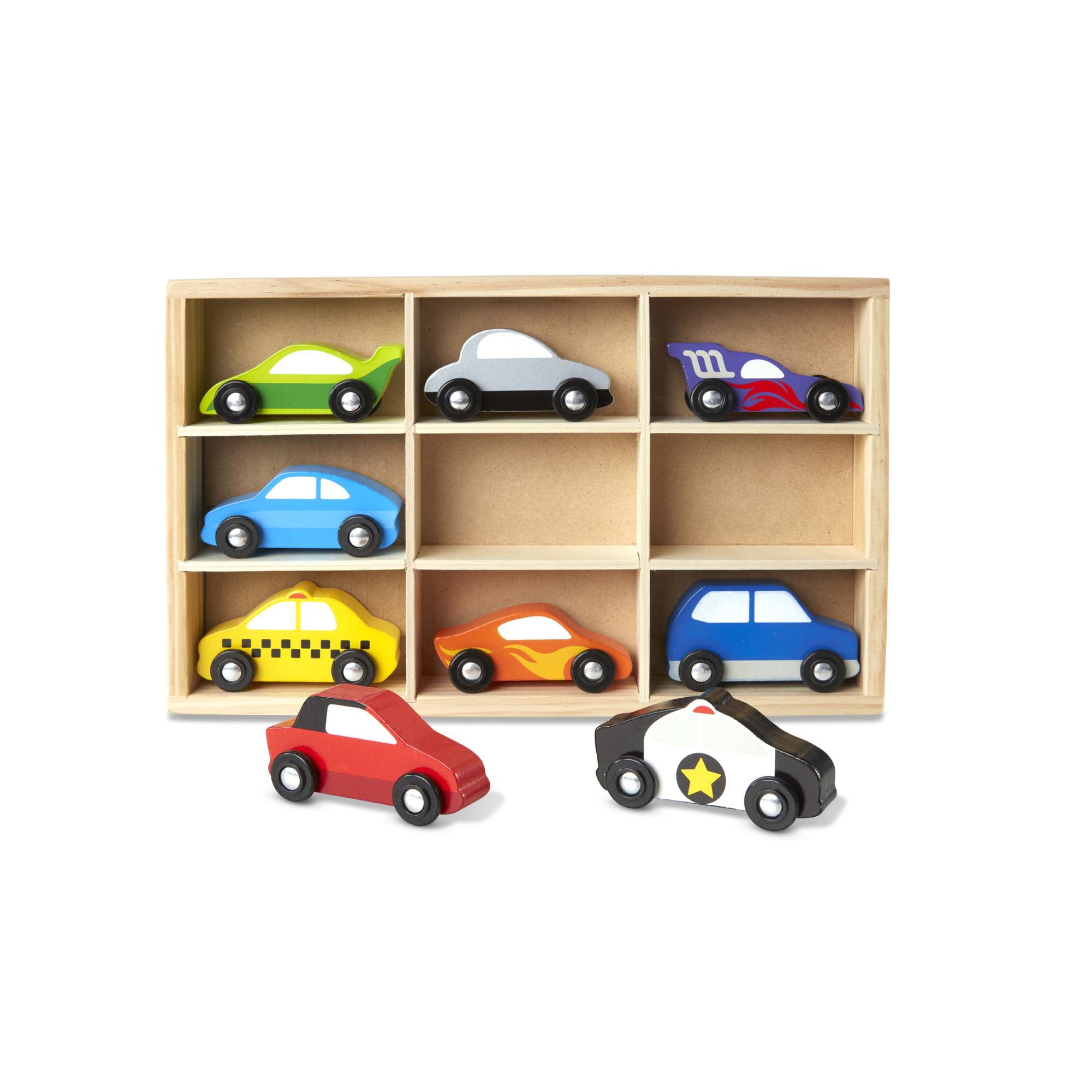 Melissa and Doug Wooden Cars Vehicle Set in Wooden Tray