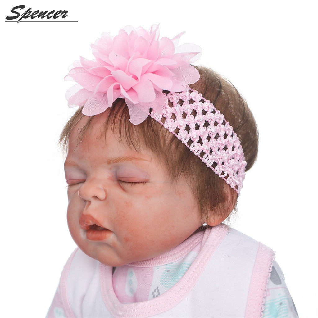 Spencer 22" 56cm Lifelike Handmade Full Body Silicone Vinyl Reborn Newborn Baby Doll Sleeping Newborn Girl Xmas Gift