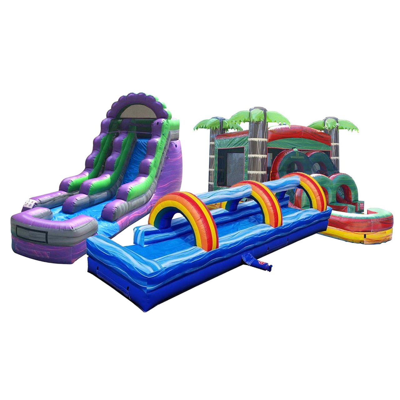 TentandTable Commercial Inflatable Water Slide， Bounce House and Slip and Slide Trio