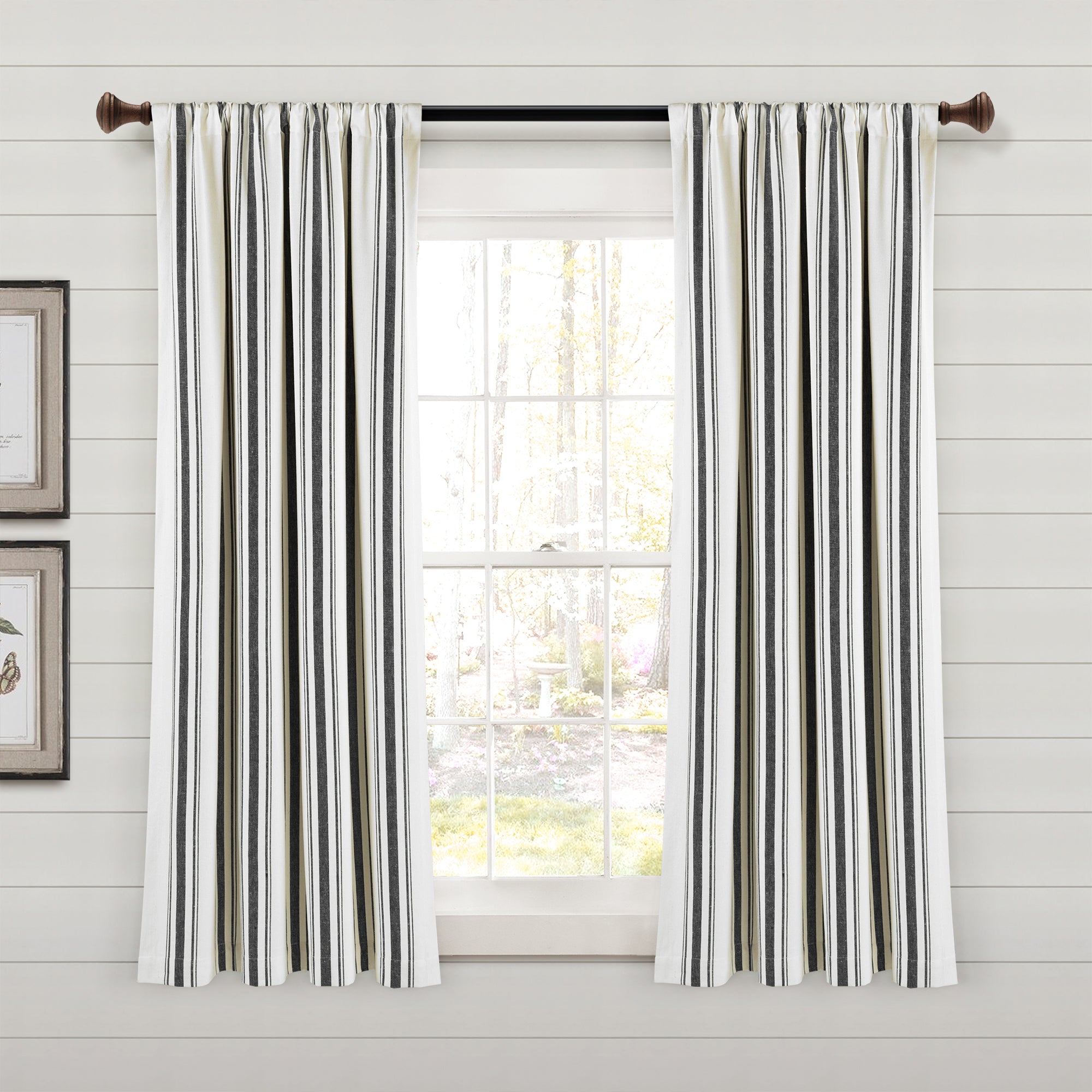 Farmhouse Stripe Yarn Dyed Recycled Cotton Window Curtain Panel Set