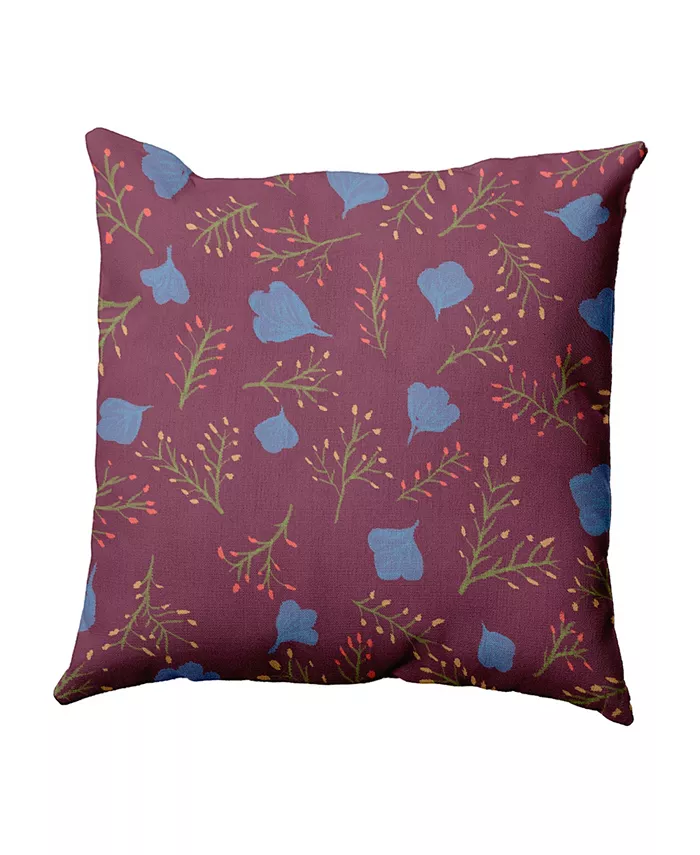 E by Design Spring Blooms 16 Inch Purple and Light Blue Decorative Floral Throw Pillow