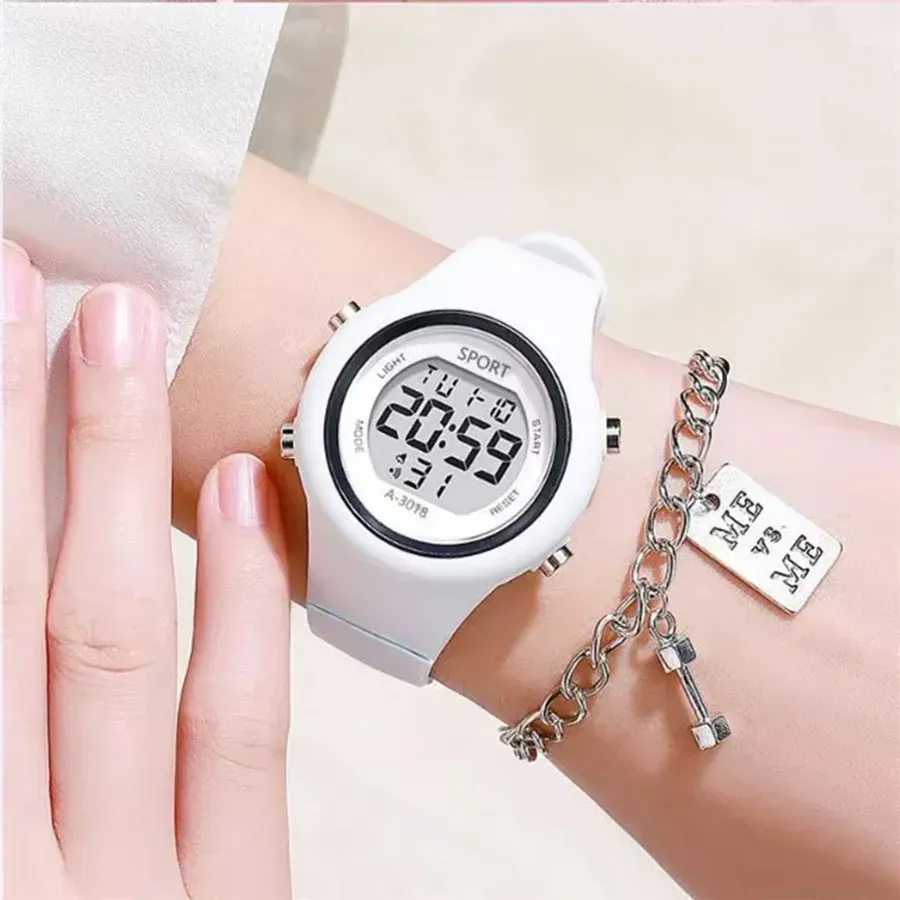LIUYANGTIAN LED Digital Kids Sports Watch set Luminous Waterproof Alarm Clock Boys and Girls Student Electronic Wristwatch with Bracelet set