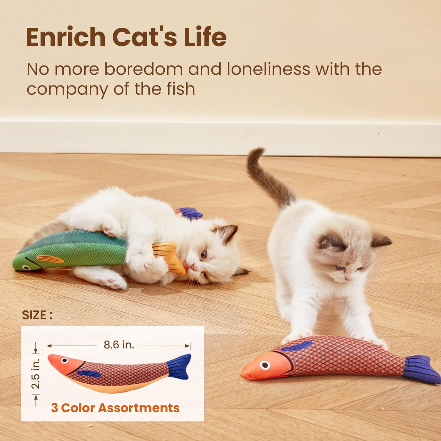 Fish Kicker Toy – 3-Pack Interactive Catnip Kick Toys | CatSniff