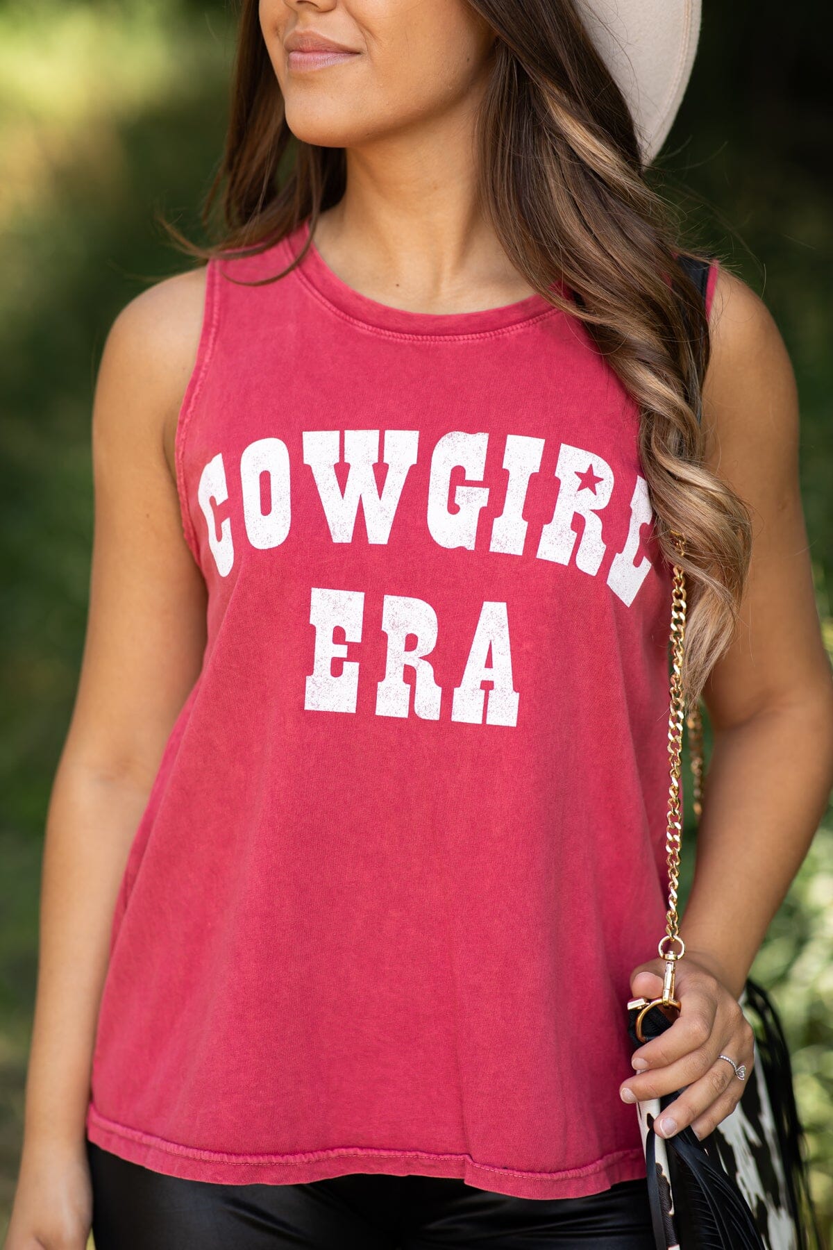Wine Washed Cowgirl Era Graphic Tank