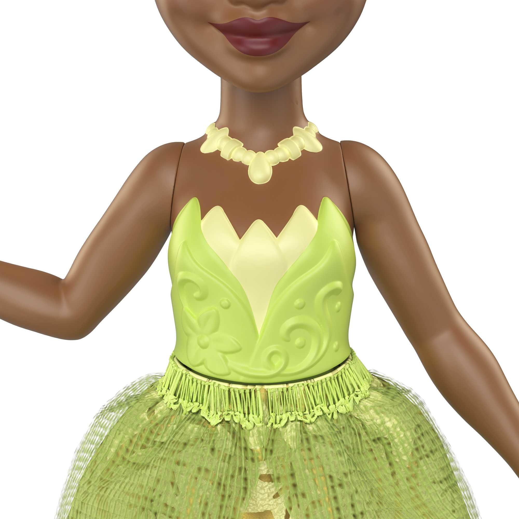 Disney Princess Tiana Small Doll with Brown Hair & Brown Eyes, Signature Look Green & Golden Gown
