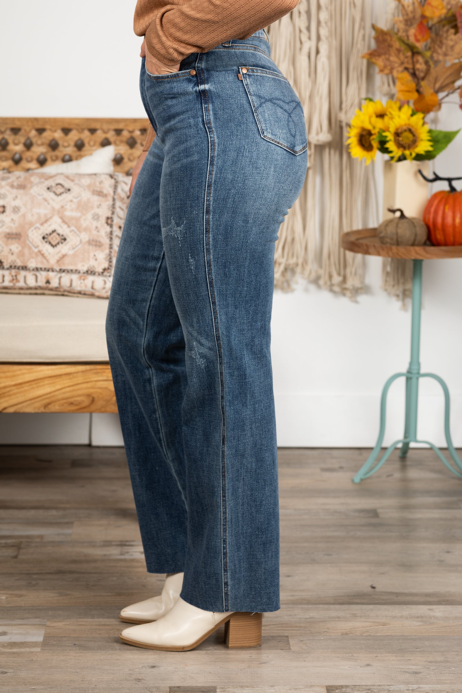Judy Blue Tummy Control Raw Hem Straight Leg Jeans