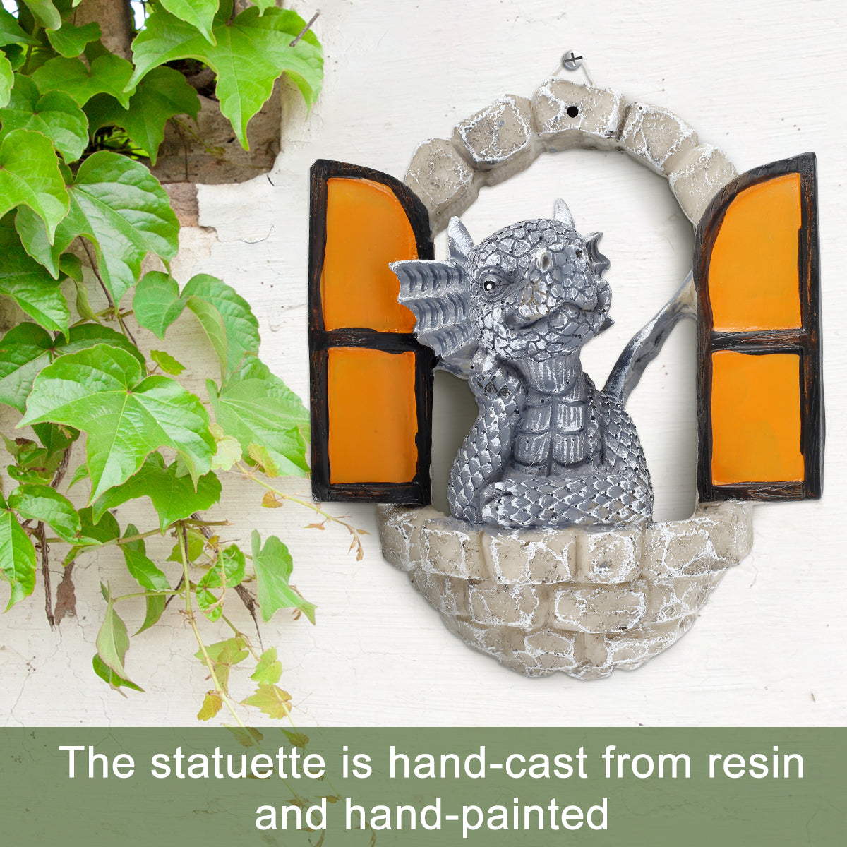 NKTIER Resin Garden Statues,Cute Courtyard Dinosaur Sculpture Resin Crafts Miniature Landscape Garden Decoration Fun Hand-painted Window Dinosaur Model Garden Gift