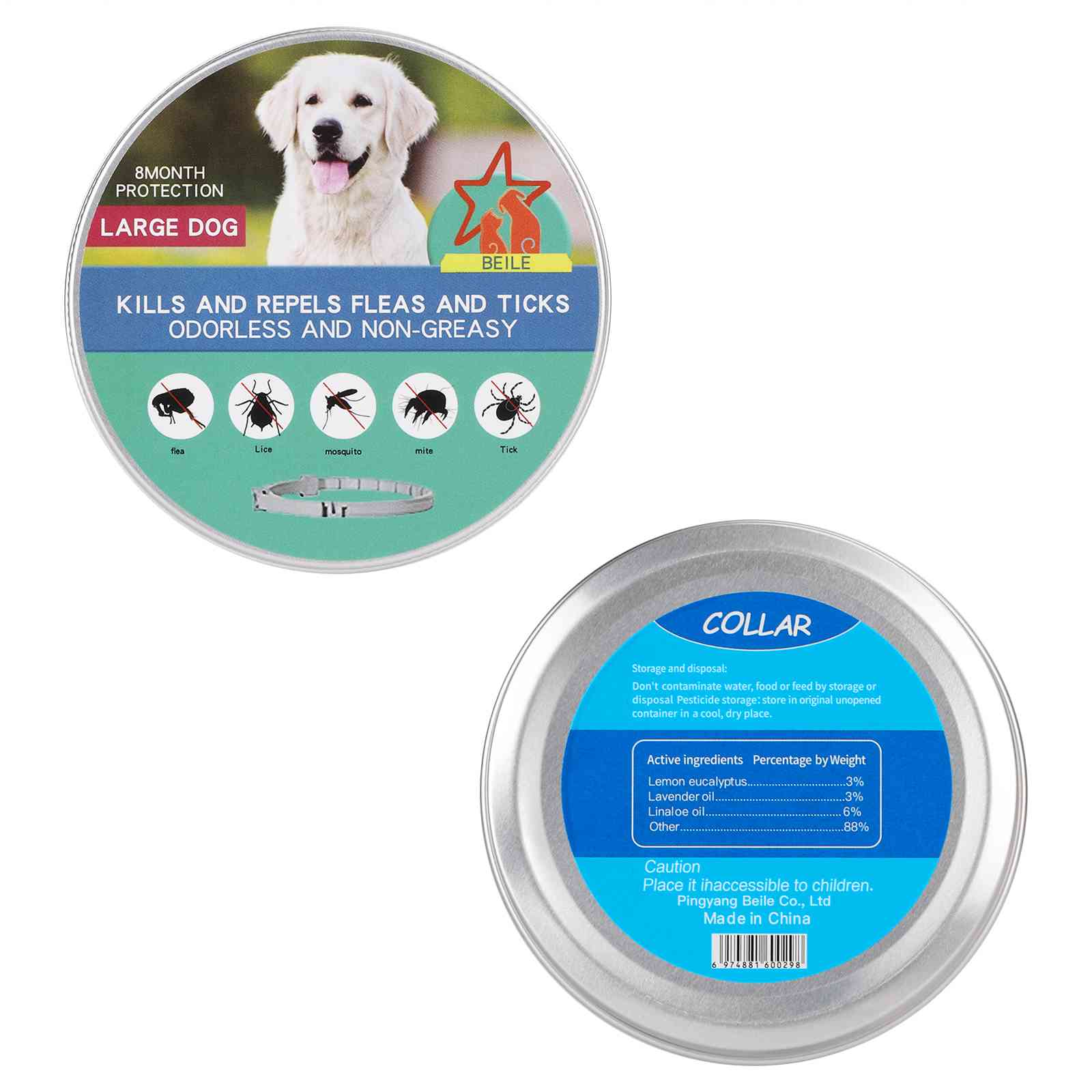 UrbanX Natural Ingredients， Flea and Tick Prevention and Treatment Collar for Collie and Other Large Size Herding Dogs Dogs. Waterproof and Adjustable.