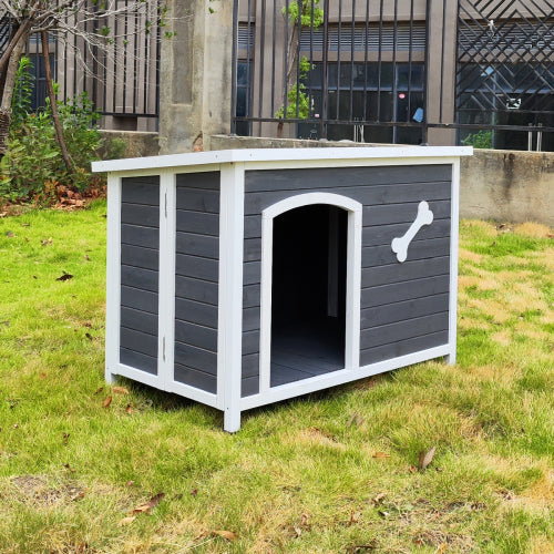 Outdoor Dog House， Large Wooden Waterproof Dog Cage， Windproof Warm Dog Kennel Easy to Assemble