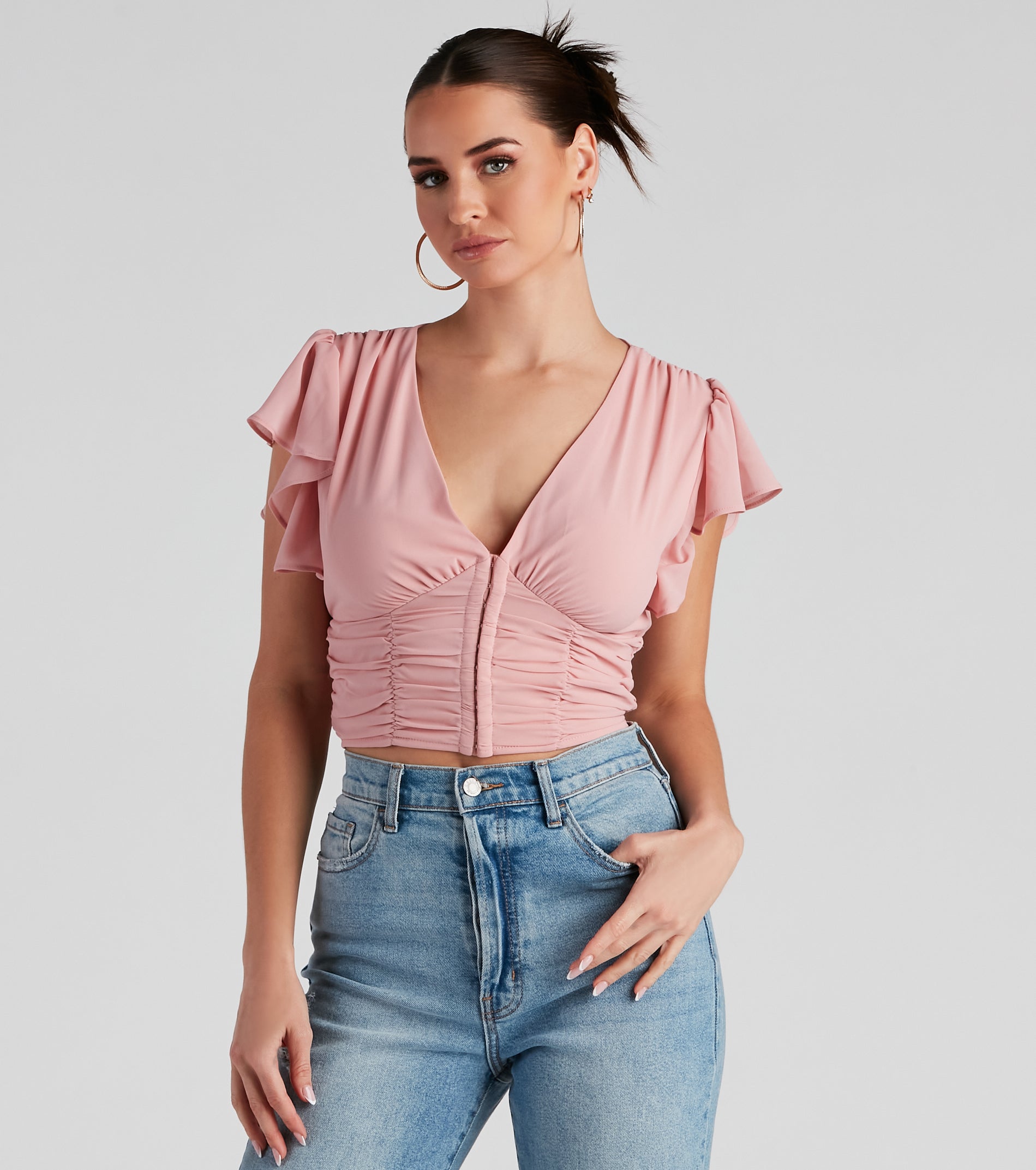 Major Flirt Ruched Chiffon Blouse