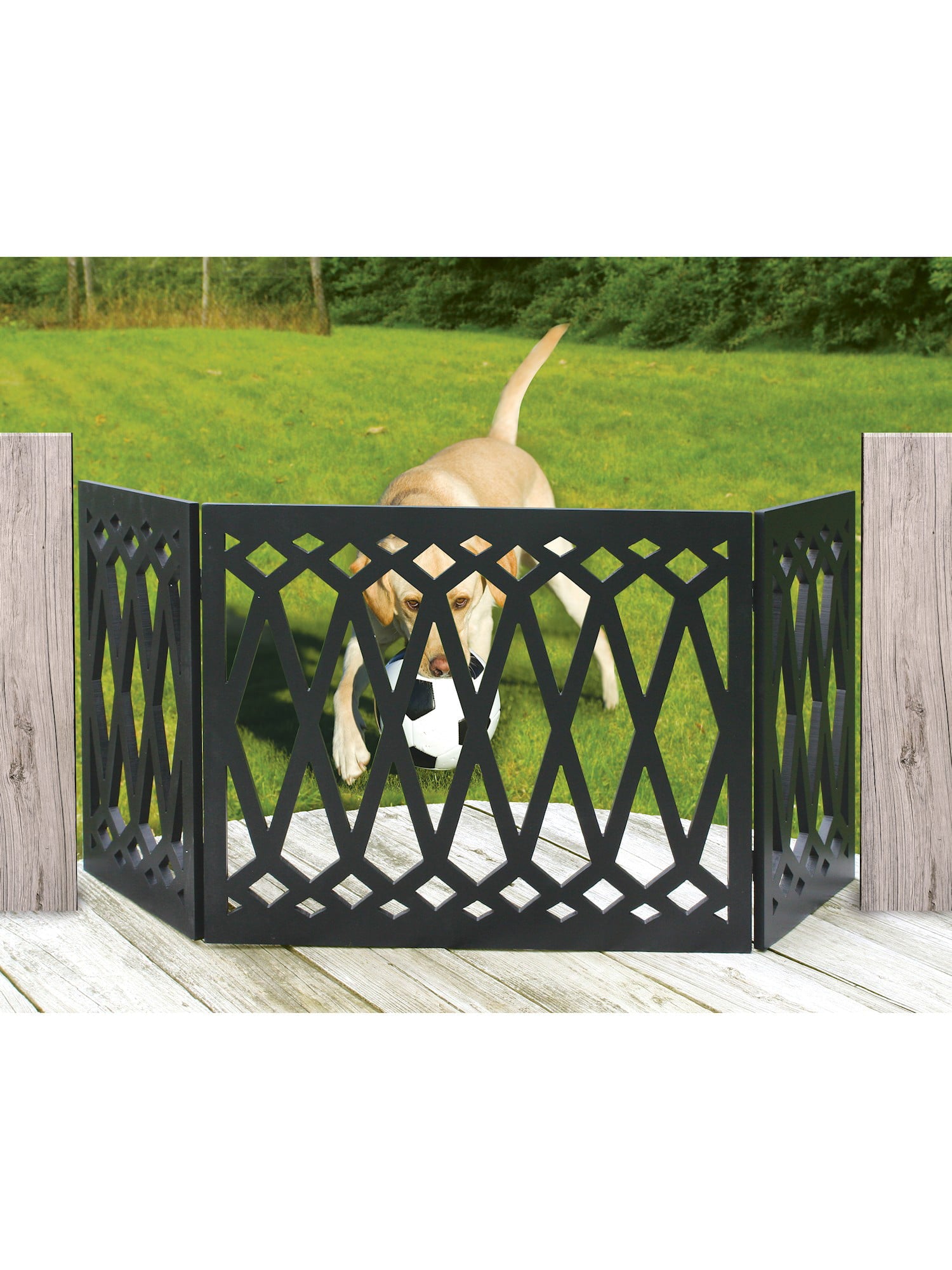 ETNA Products Diamond Design Wood Pet Gate， Black， 24-48
