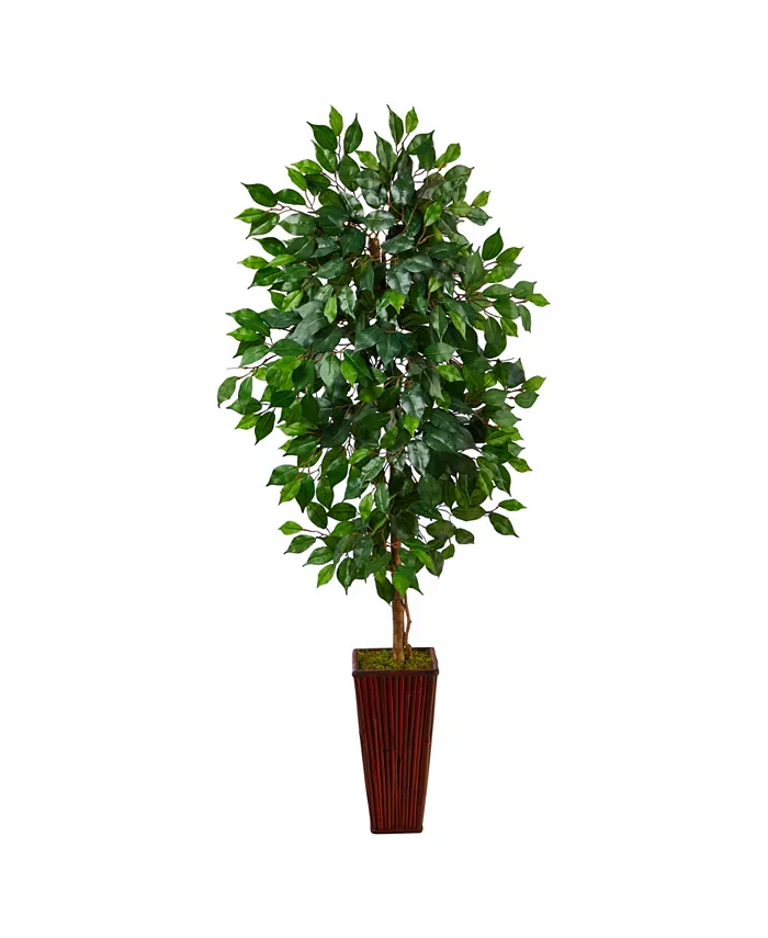 Nearly Natural 5' Fiscus Artificial Tree in Bamboo Planter