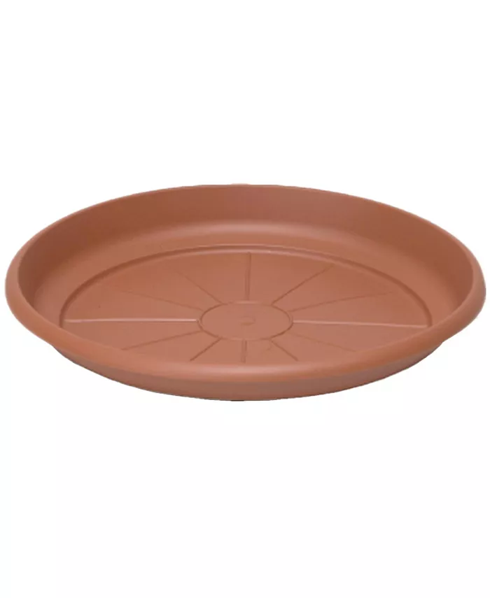 Crescent Garden In Outdoor Emma Round Plastic Flower Pot Terracotta Colored Saucer， 12 Inches