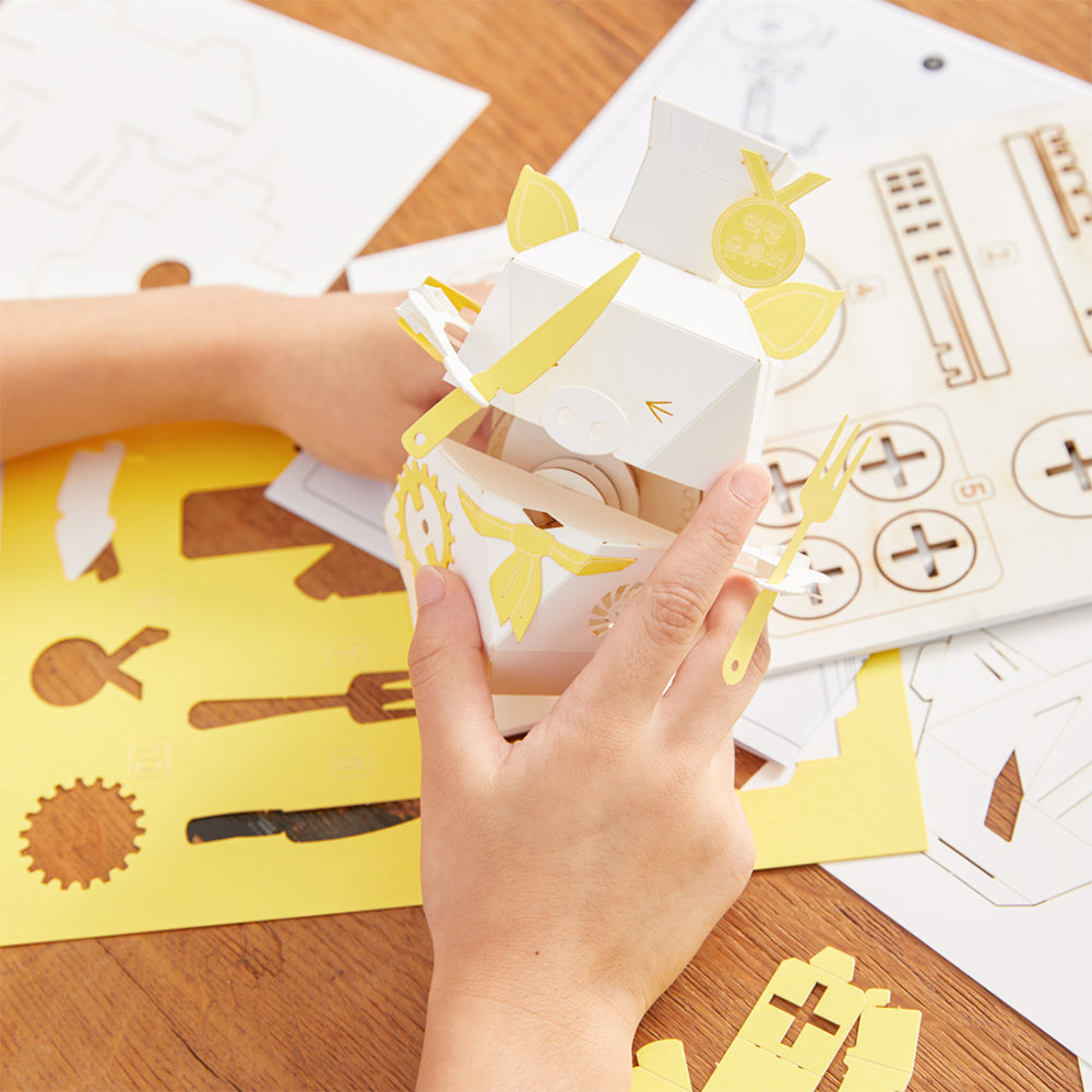 ROBOTRY Moving Paper Robots Making Kit， Chefu | CamandFollower - Learn Very Basic 5 Robot Mechanisms