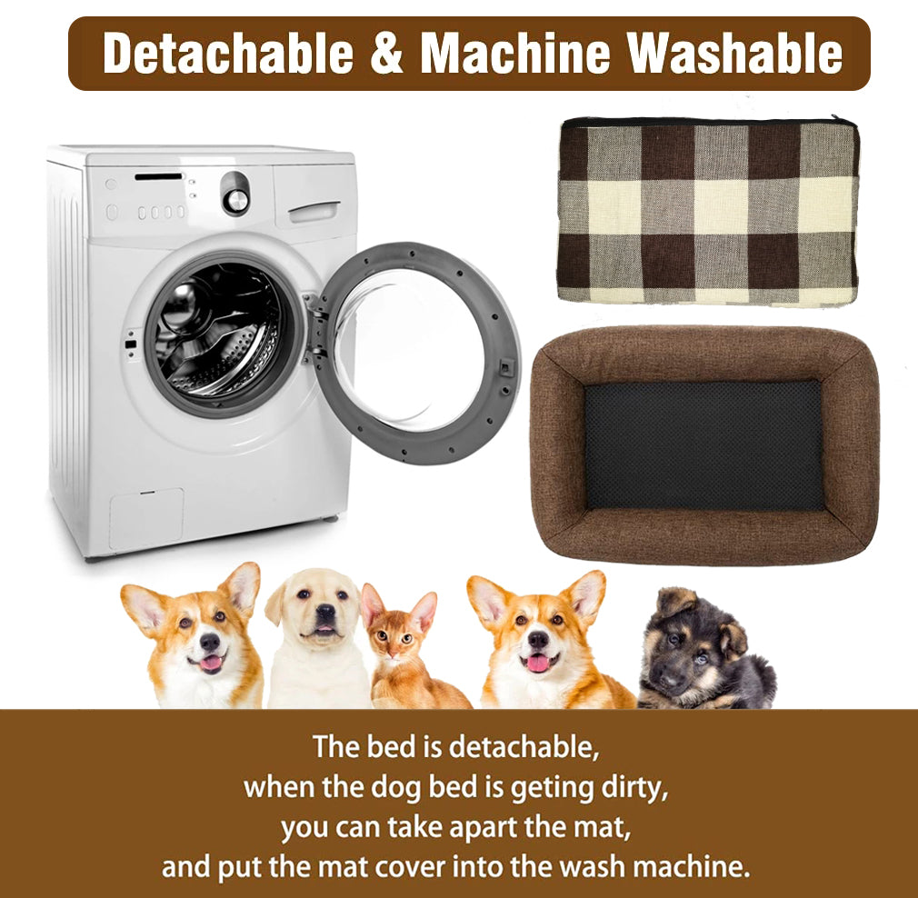 PinkSheep Waterproof Memory Foam Dog Bed Plush Orthopedic Sofa Pet Bed with Removable Cover for Small Medium Sized Cats Dogs