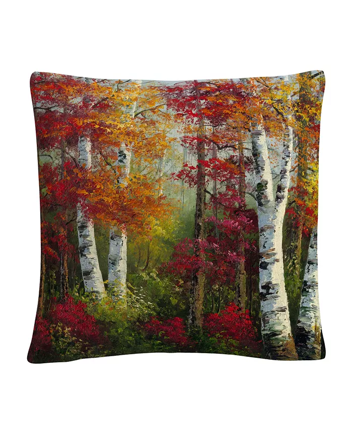 Baldwin Masters Fine Art Indian Summer Autumn Birch Trees Decorative Pillow， 16