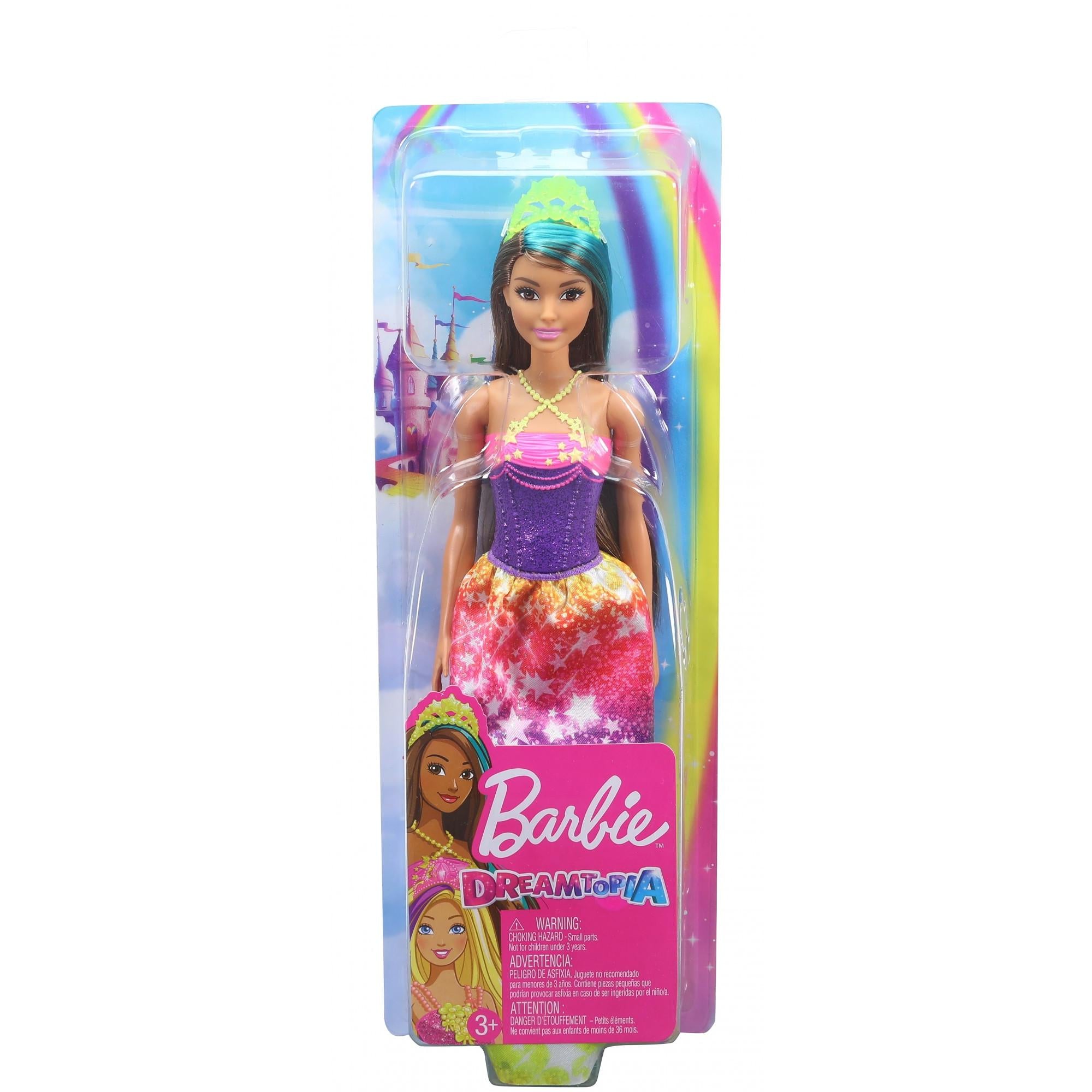Barbie Dreamtopia Princess 12-inch, Brunette with Blue Hairstreak Doll