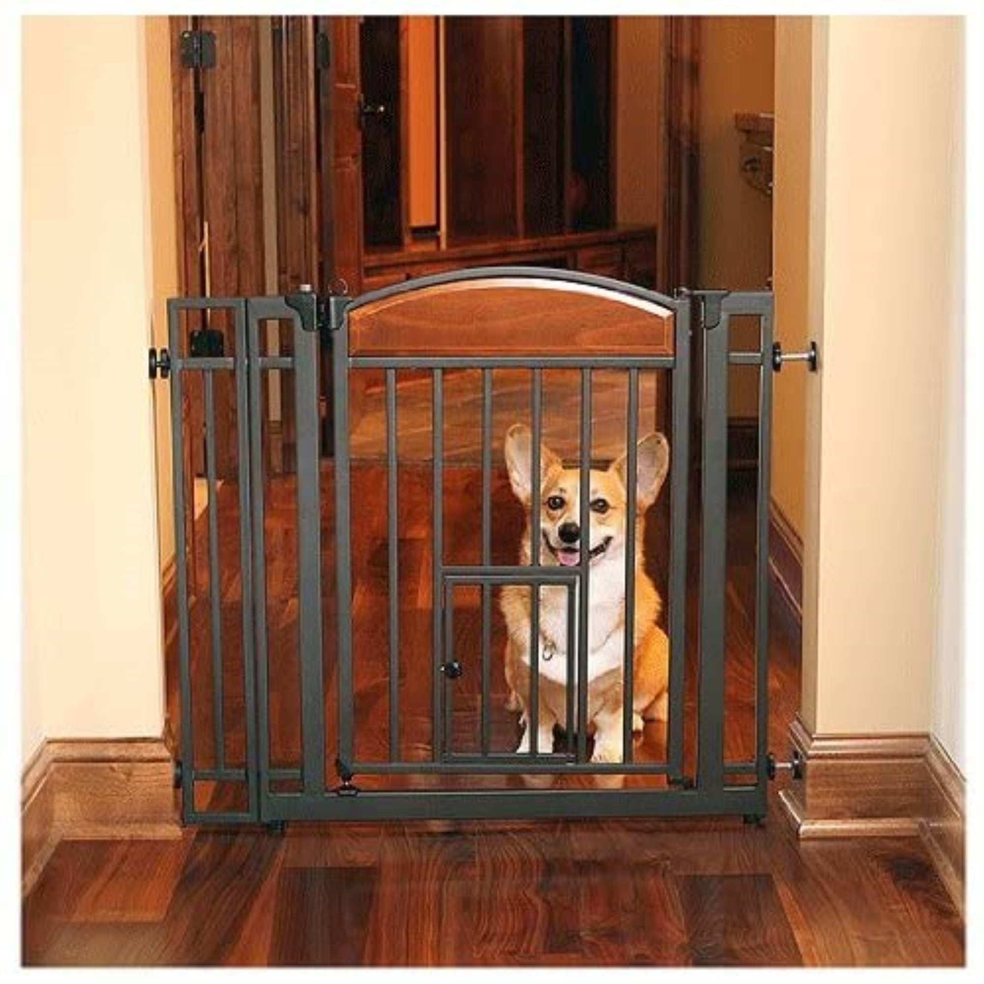Carlson Labs 3031 Design Studio Metal Walk Through Gate with Pet Door