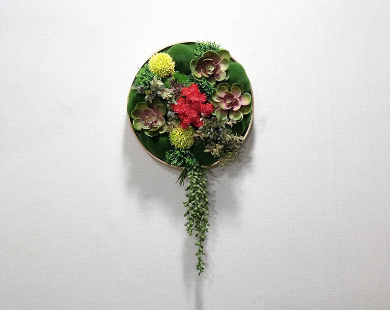 Artificial Succulent And Plant Wall Art, Fake Succulents In Frame, Fra