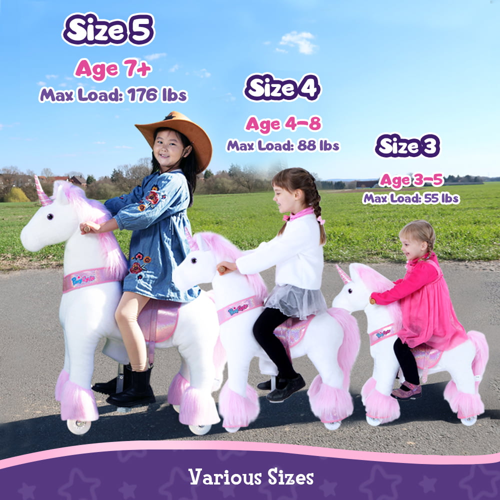 PonyCycle Ride on Unicorn Riding Horse Toy for Girls Age 3-5 Pink