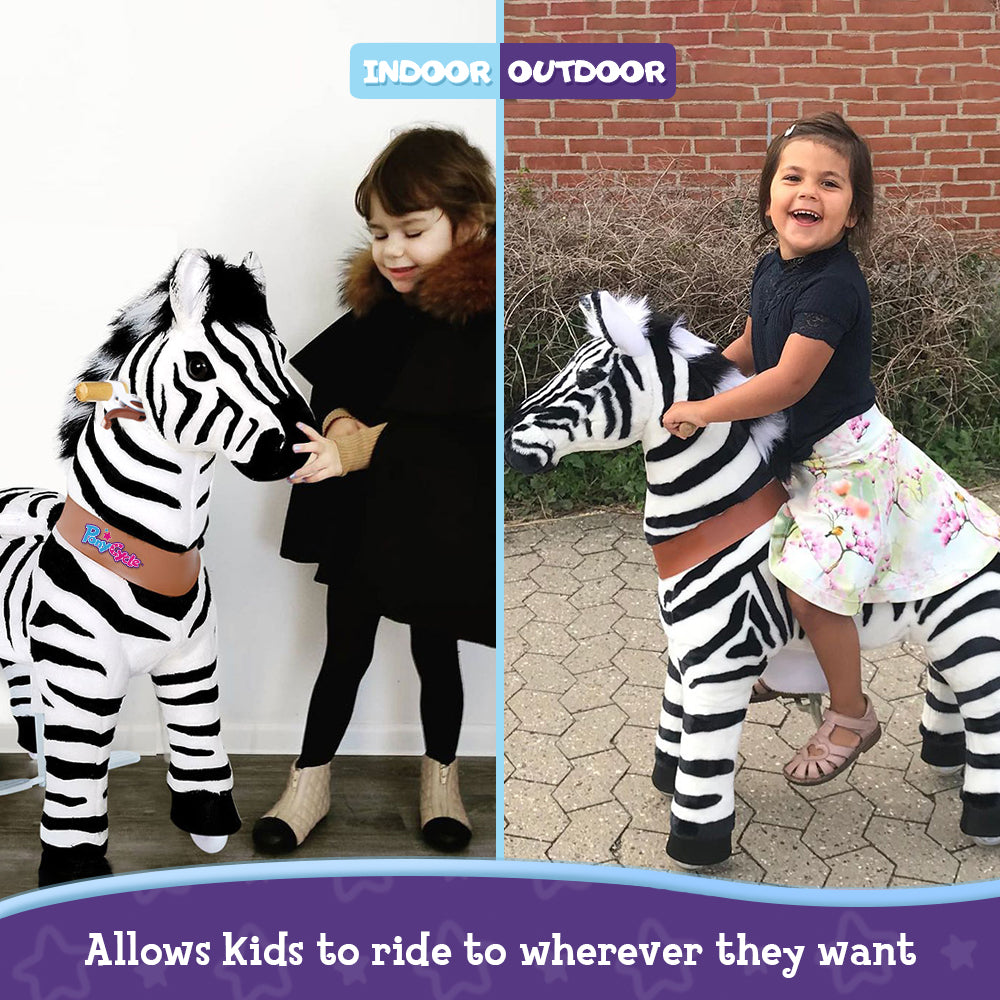 PonyCycle Ride on Zebra Toddler Ride on Toys (with Brake/ 30