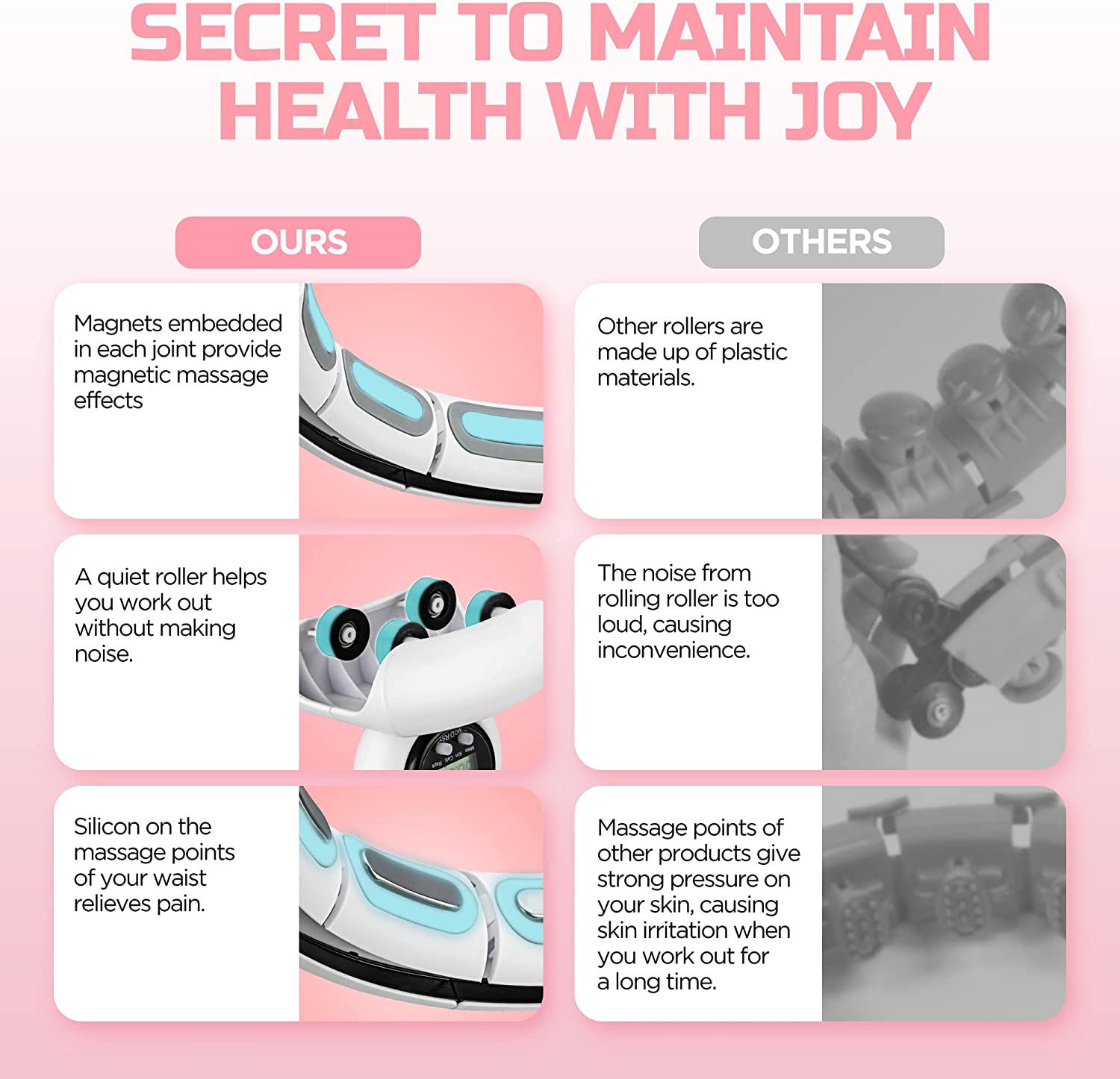 Smart Weighted Hula Hoop for Exercise – Weighted Infinity Hoop for Abs and Hips with Digital Counter – Quiet， Adjustable Smart Hula Hoop for Waist Sizes 31–44 Inches – Home Workout Equipment by generic