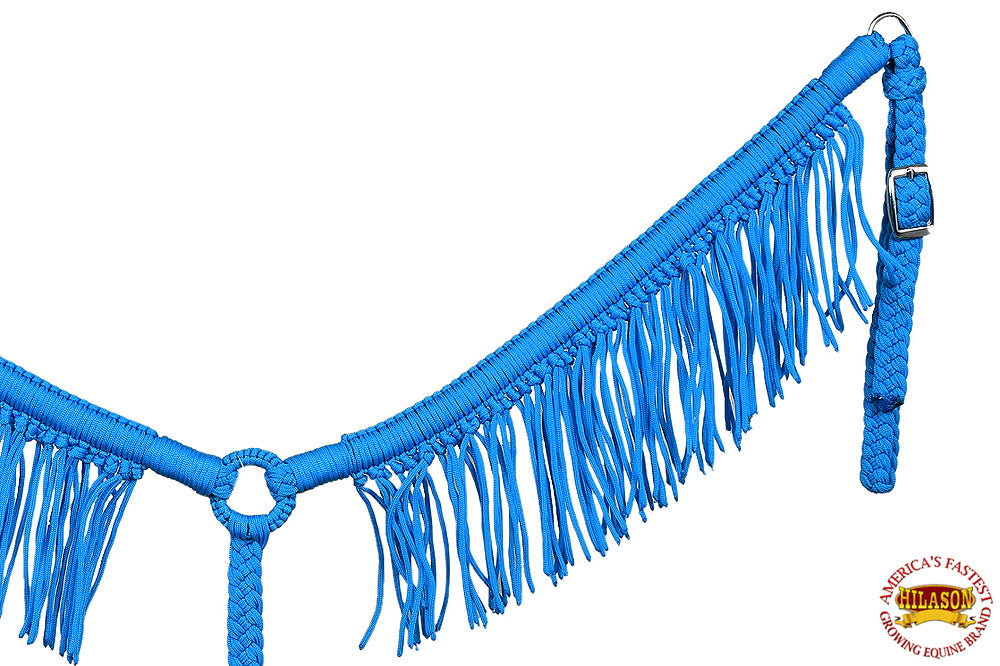 10DL Turquoise Horse Breast Collar Flat Braided Paracord Fringes Hilason