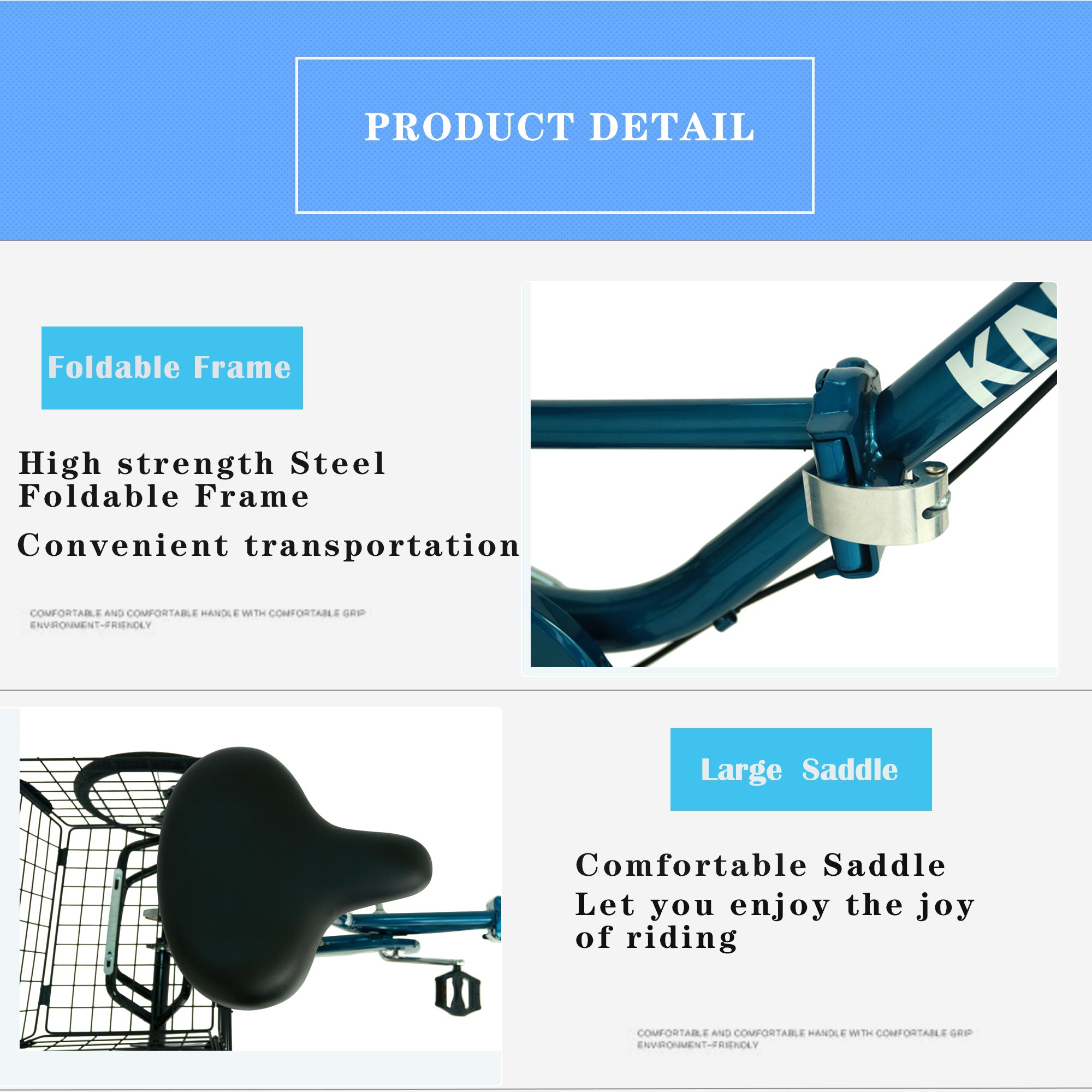 Adult Folding Tricycles 3 Wheel WInstallation Tools with Low Step-Through， Large Basket， Foldable Tricycle for Adults， Women， Men--BLACK