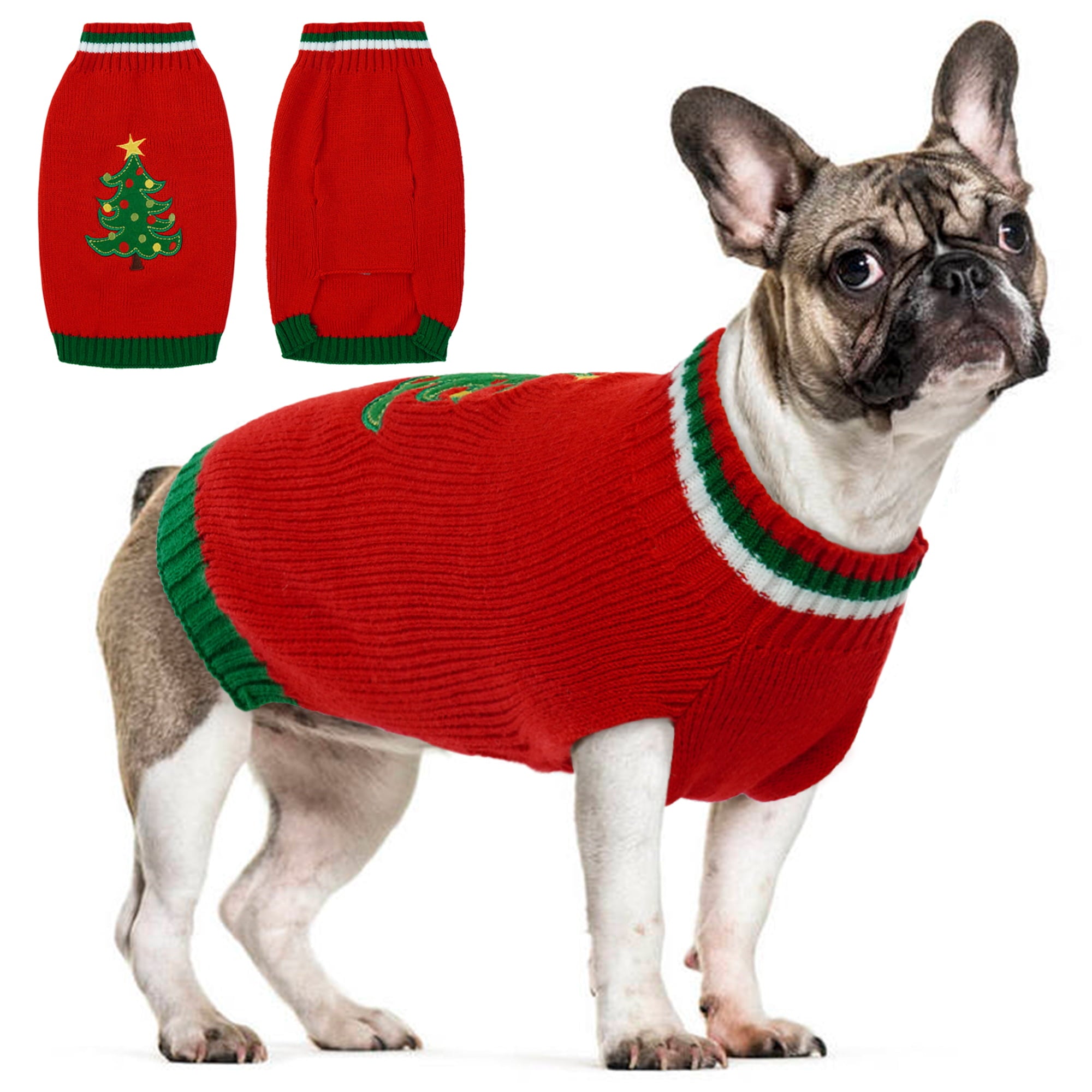 IDOMIK Dog Sweater， Christmas Dog Sweaters， Dog Knitwear for Cold Weather Small Medium Dog Pet Clothes Cozy Doggie Vest Dog Winter Coat Costume， Red
