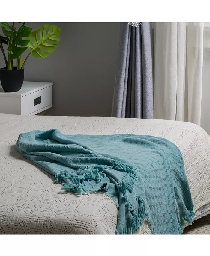 Glitzhome Checked Lightweight Cotton Woven Throw， 50