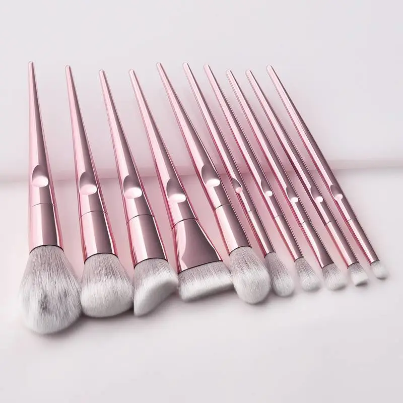 10 Piece Rose Gold Makeup Brush Set