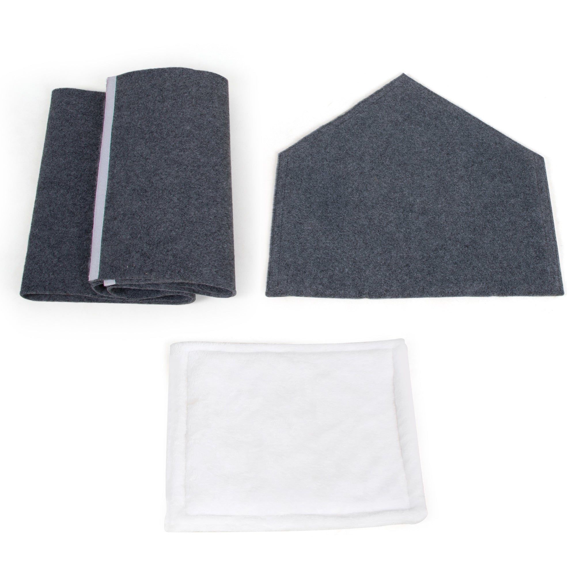 LANTRO JS 2 In 1 Wood Dog House Indoor， Cabin Dog Kennel with Cushioned Bed， Cover Scratcher， Feeding Bowls， Pet Habitat for Cats， Small and Medium Dogs， Natural and Gray