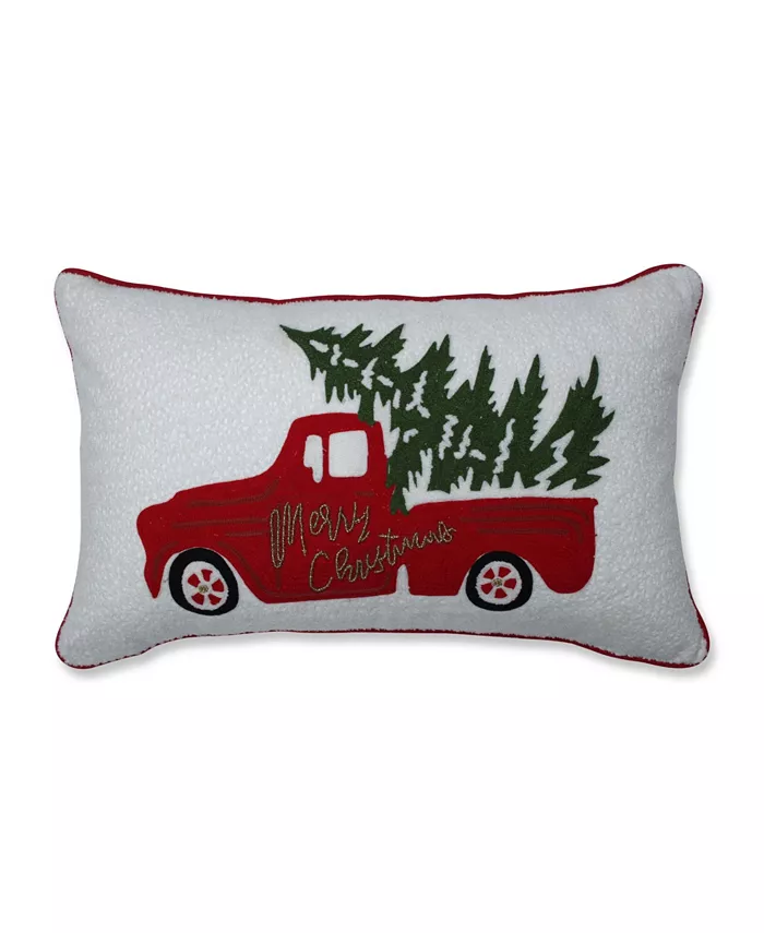 Pillow Perfect Red Christmas Truck Lumbar Pillow