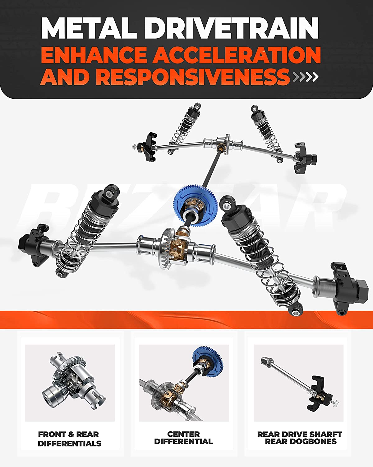 BEZGAR 1:10 Remote Control Cars for Adults， 42KM/H RC Cars 4WD High Speed Brushed RC Trucks for Kids