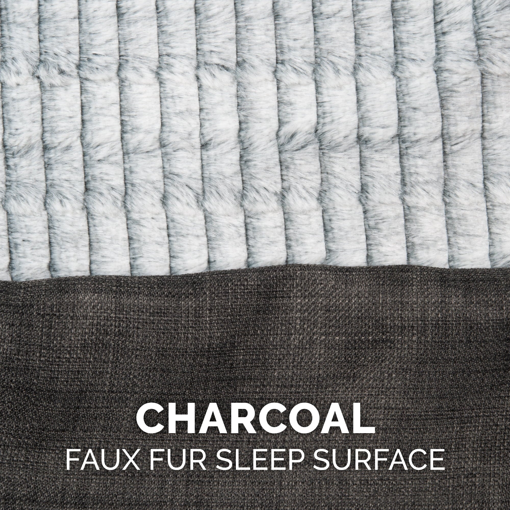 FurHaven | Orthopedic Luxe Fur and Performance Linen Sofa Pet Bed for Dogs and Cats， Charcoal， Jumbo Plus