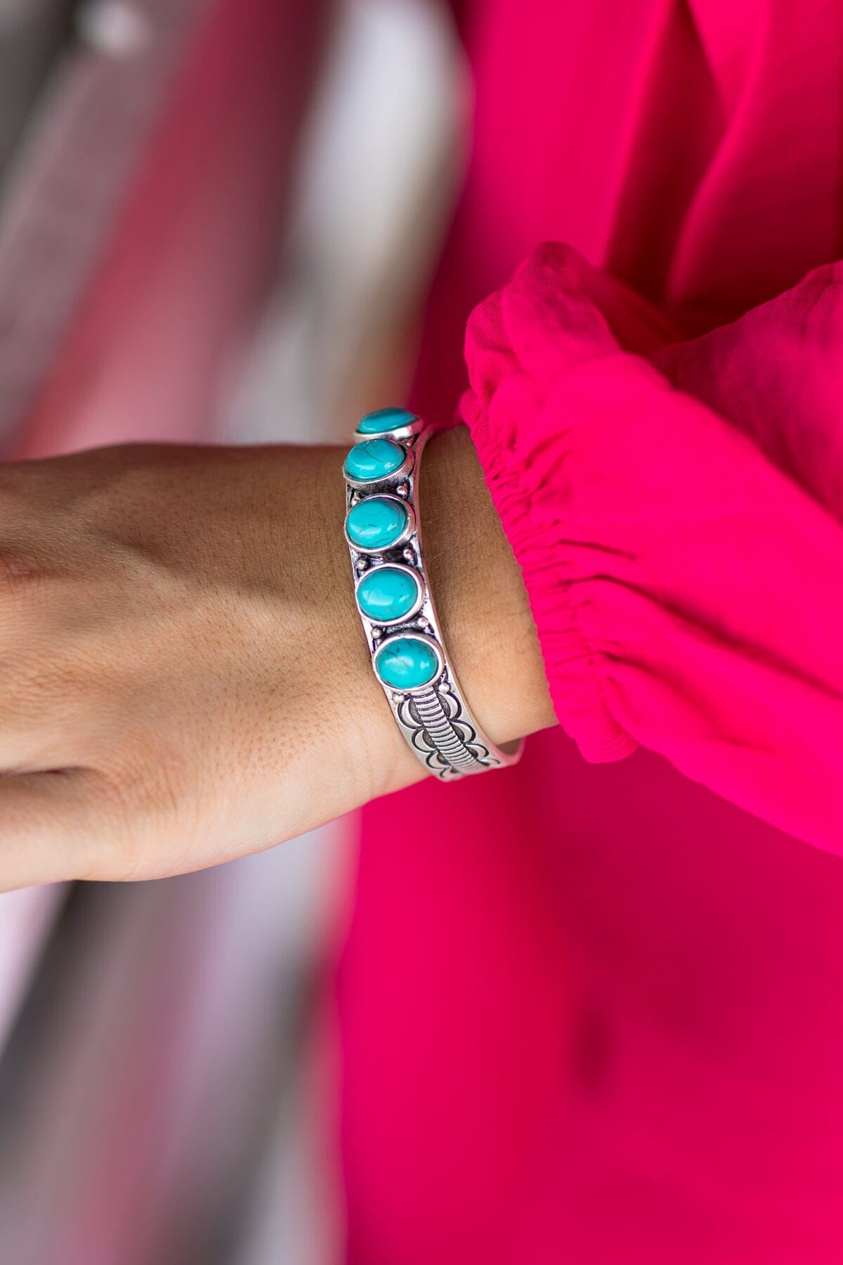 Silver Plated Turquoise Stone Cuff Bracelet
