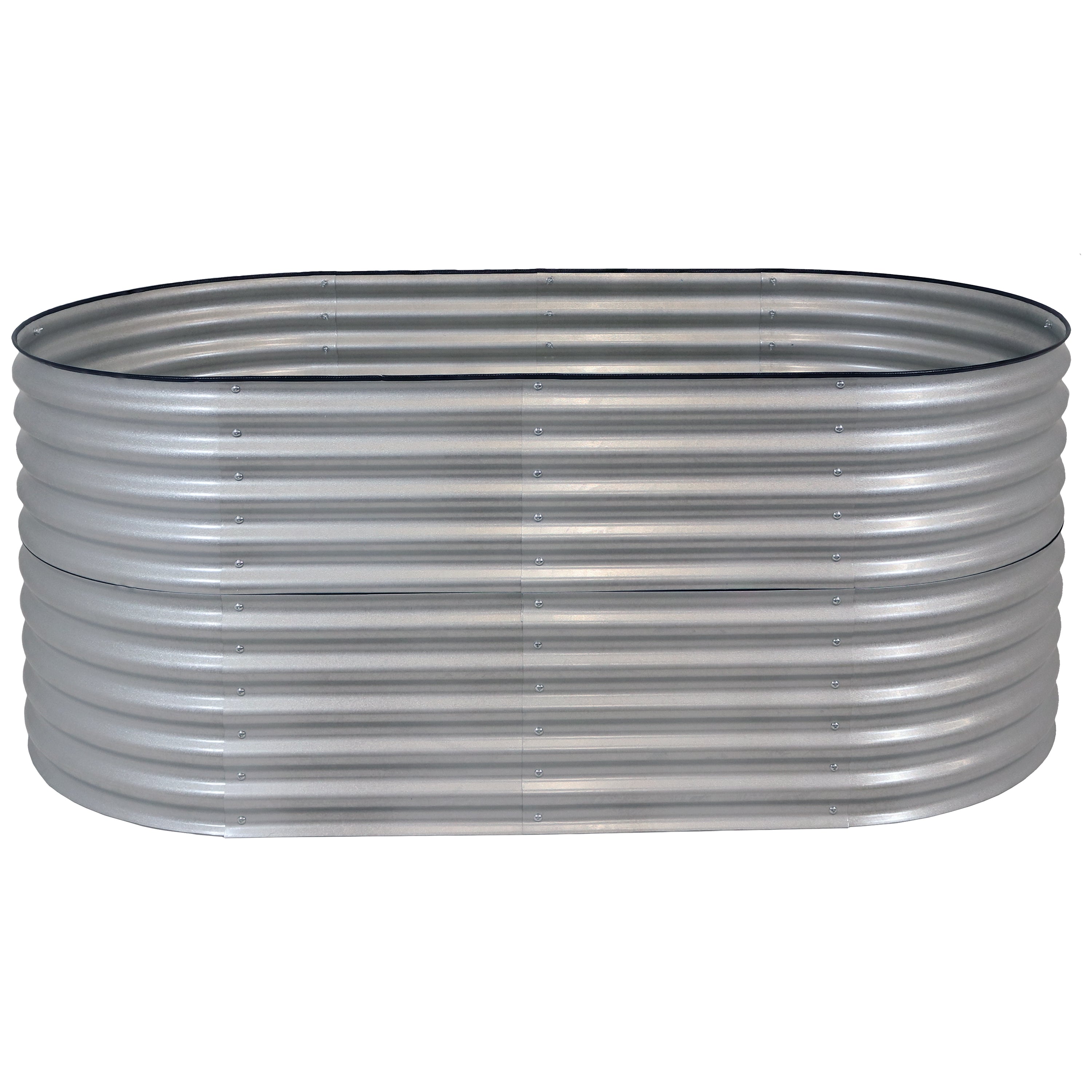 Sunnydaze Large Oval Steel Raised Garden Bed - Stand-Up Height - 79" W x 32" H - Silver