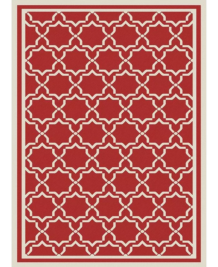 Safavieh Courtyard Red and Bone 8' x 11' Outdoor Area Rug