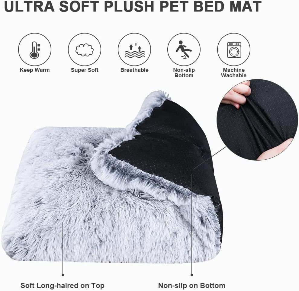 Large Dog Bed Anxiety Washable Cat Dog Mats Anti-Slip Bottom Large 44''×30'' Pet Beds